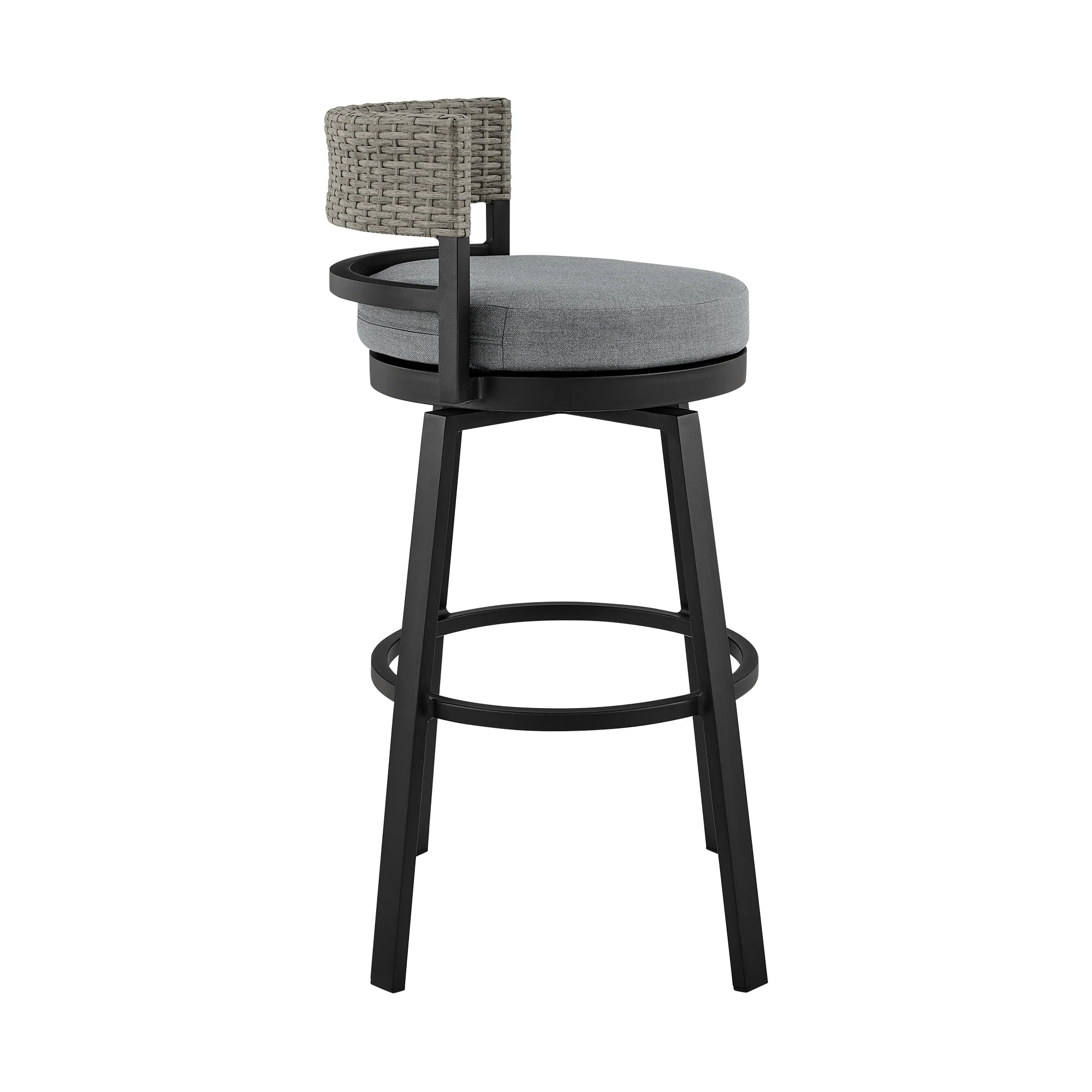 Encinitas Outdoor Patio 5-Piece Bar Table Set in Aluminum with Grey Cushions By Armen Living - Image 4
