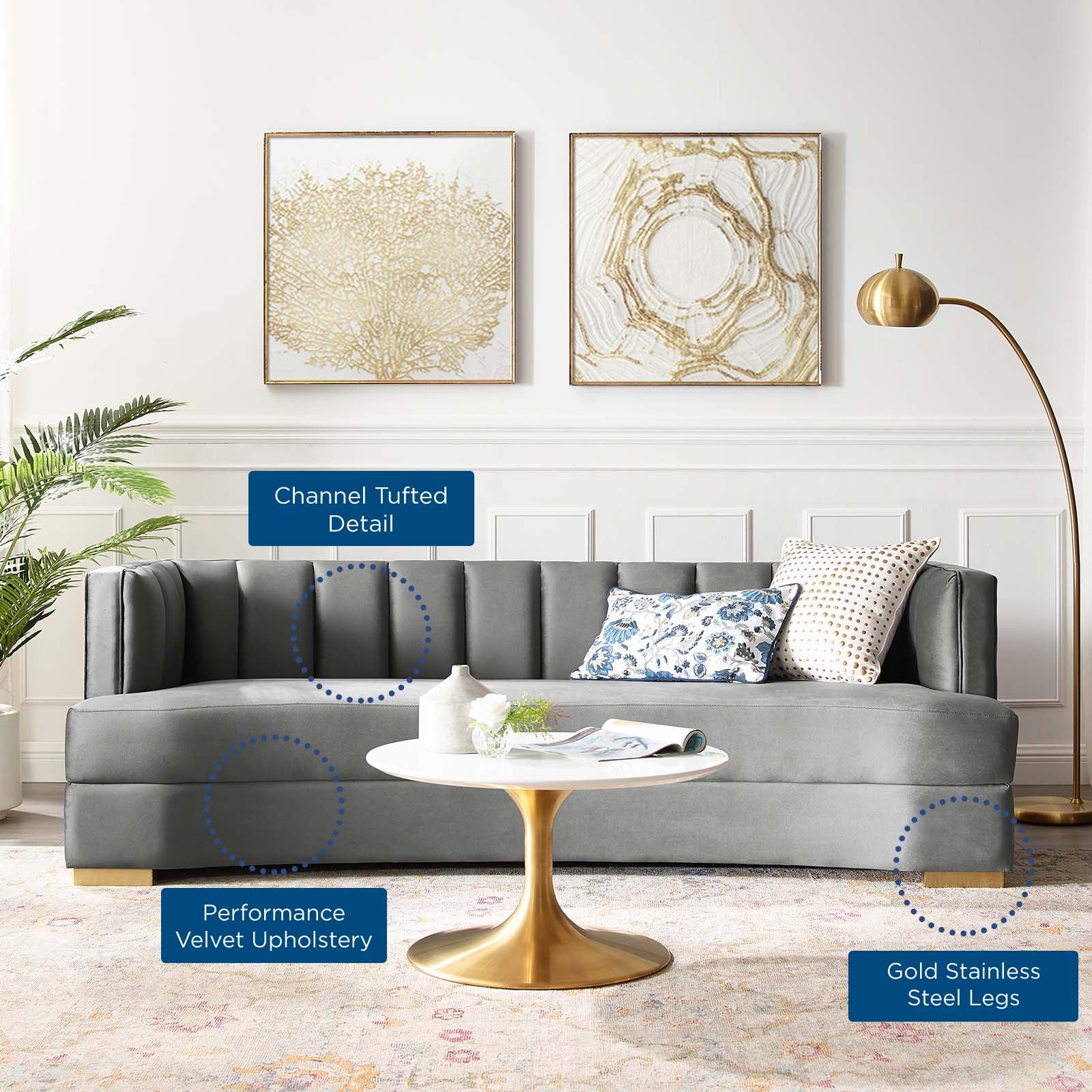 Encompass Channel Tufted Performance Velvet Curved Sofa By Modway - EEI-4134 - Image 8