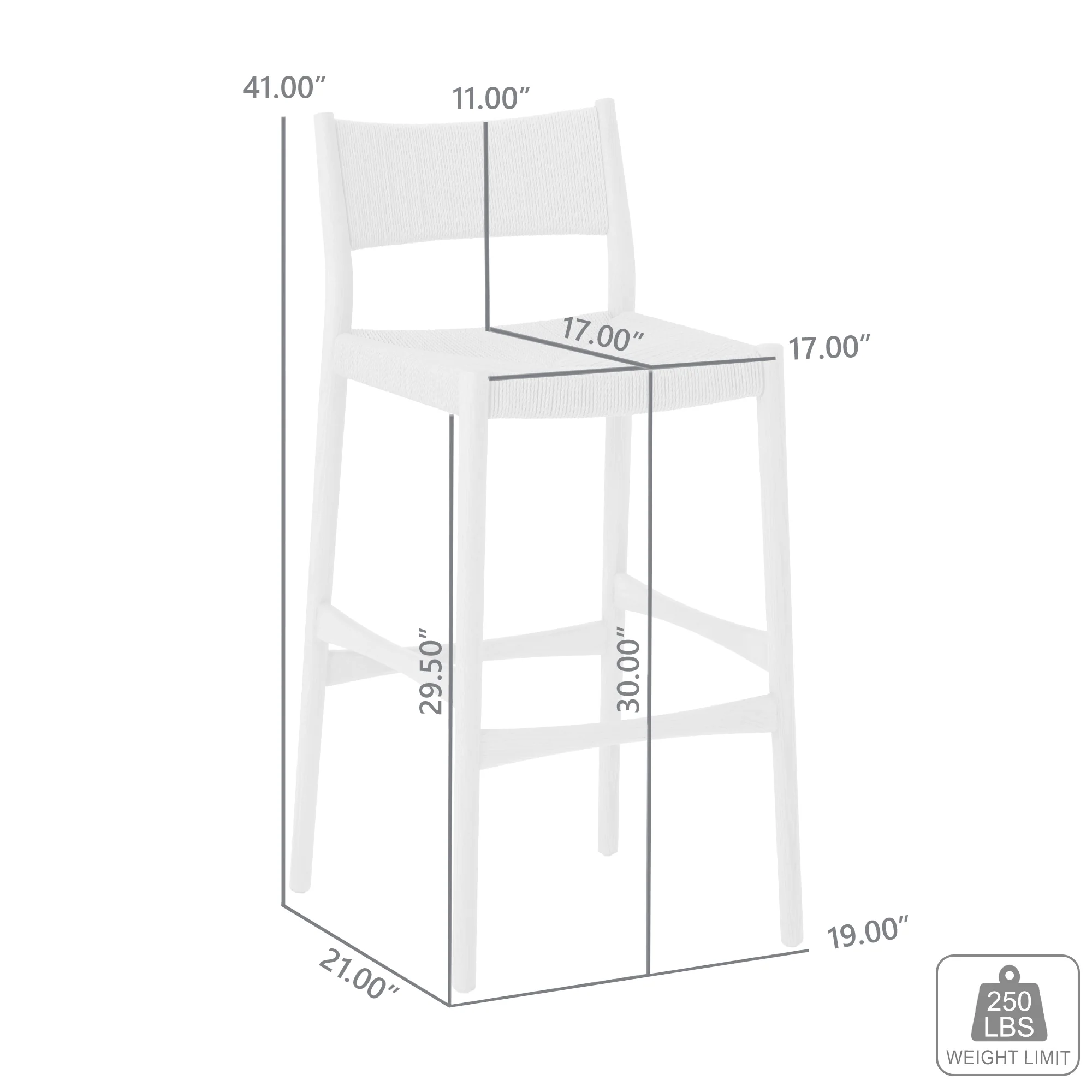 Erie Black Woven Paper Cord and Wood Bar Stool By Armen Living - Image 10
