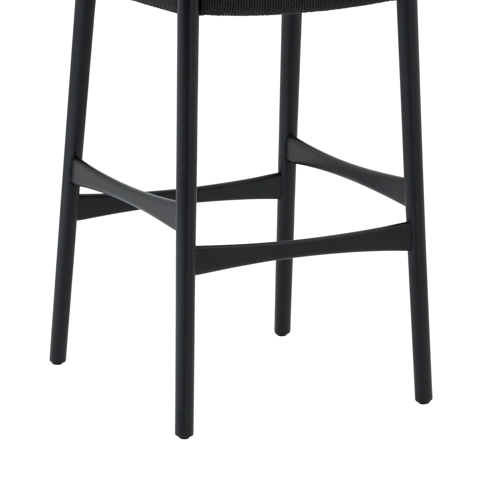 Erie Black Woven Paper Cord and Wood Bar Stool By Armen Living - Image 11