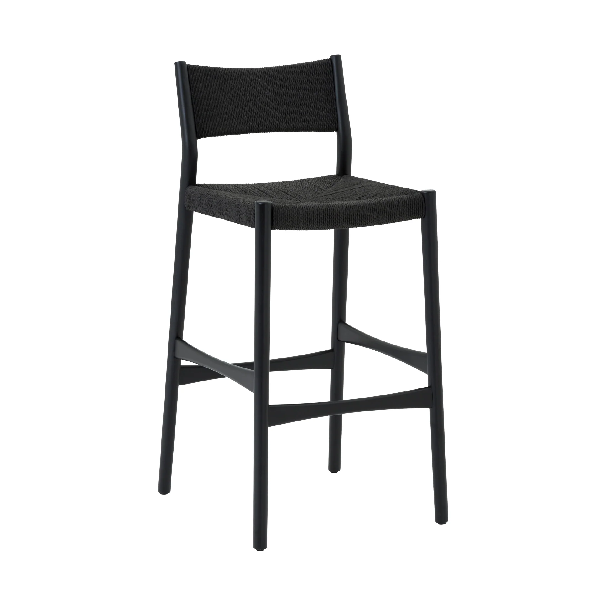 Erie Black Woven Paper Cord and Wood Bar Stool By Armen Living - Image 2