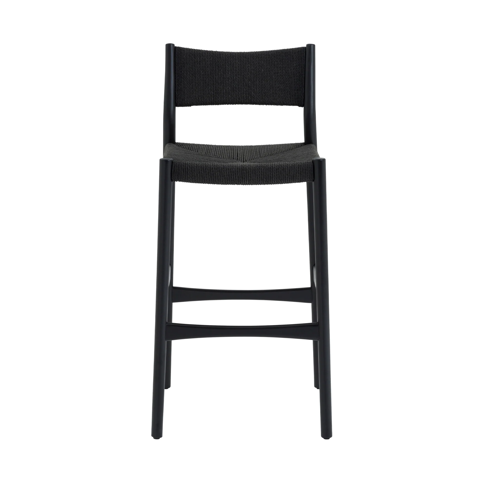 Erie Black Woven Paper Cord and Wood Bar Stool By Armen Living - Image 3