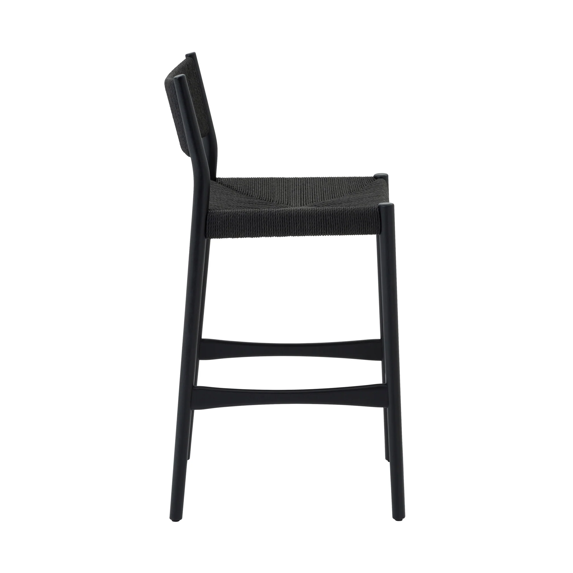 Erie Black Woven Paper Cord and Wood Bar Stool By Armen Living - Image 4