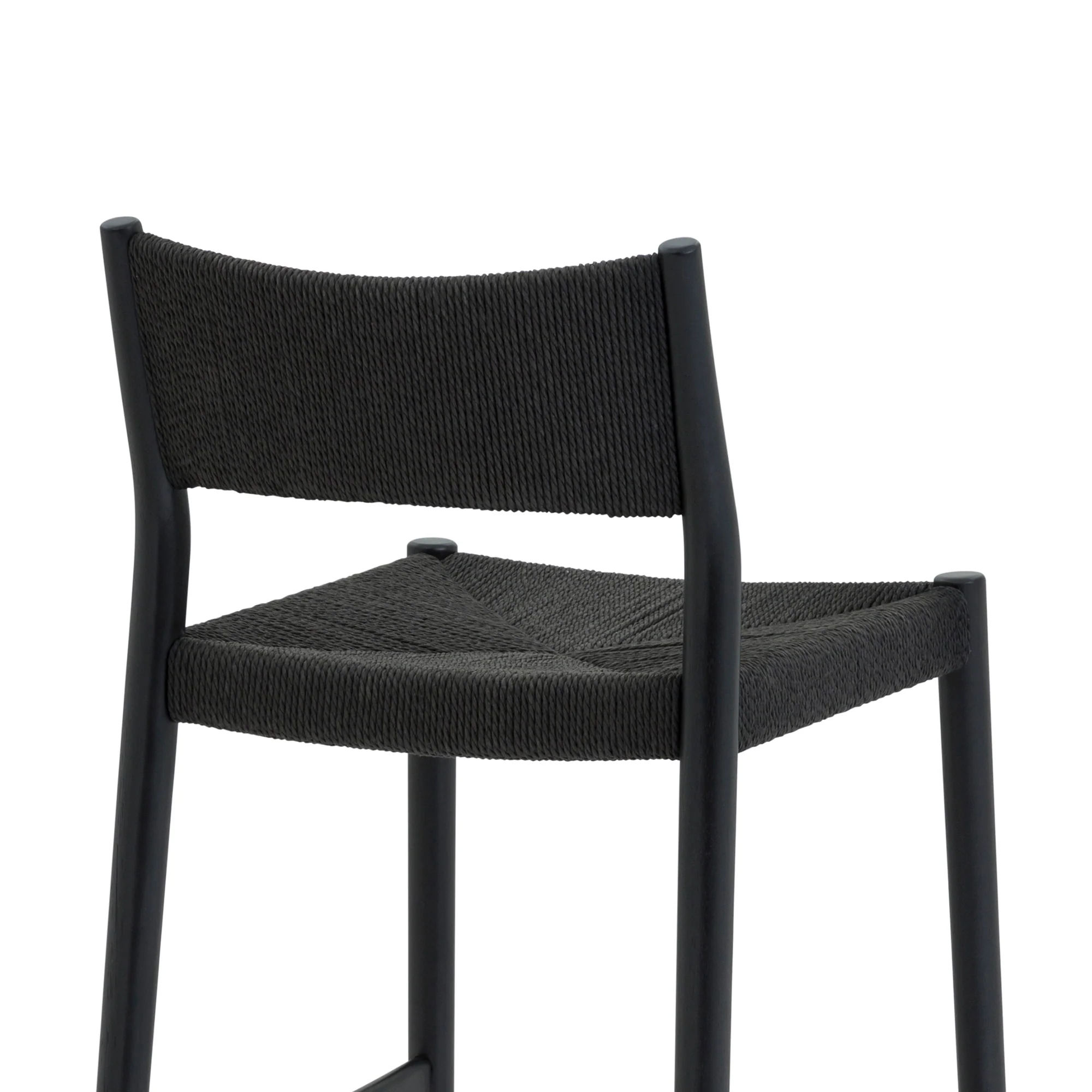 Erie Black Woven Paper Cord and Wood Bar Stool By Armen Living - Image 7