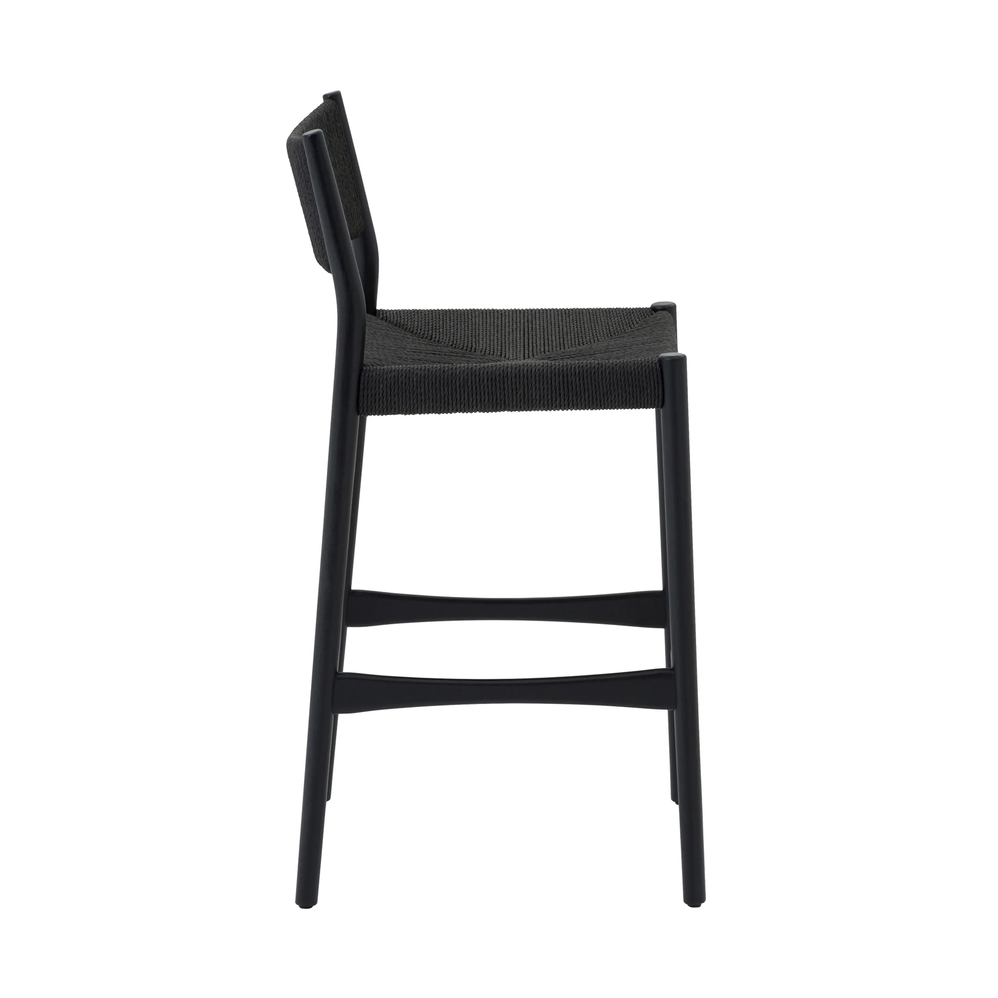 Erie Black Woven Paper Cord and Wood Counter Stool By Armen Living - Image 4