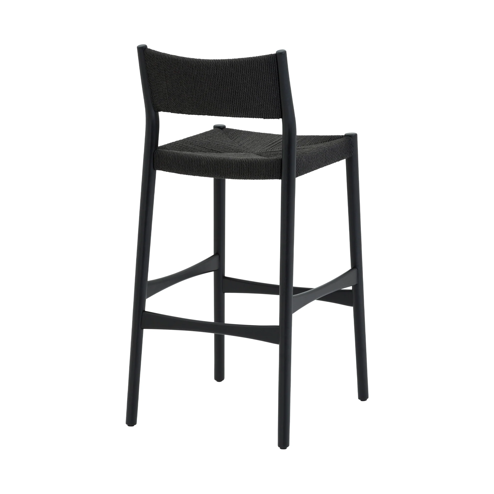 Erie Black Woven Paper Cord and Wood Counter Stool By Armen Living - Image 5