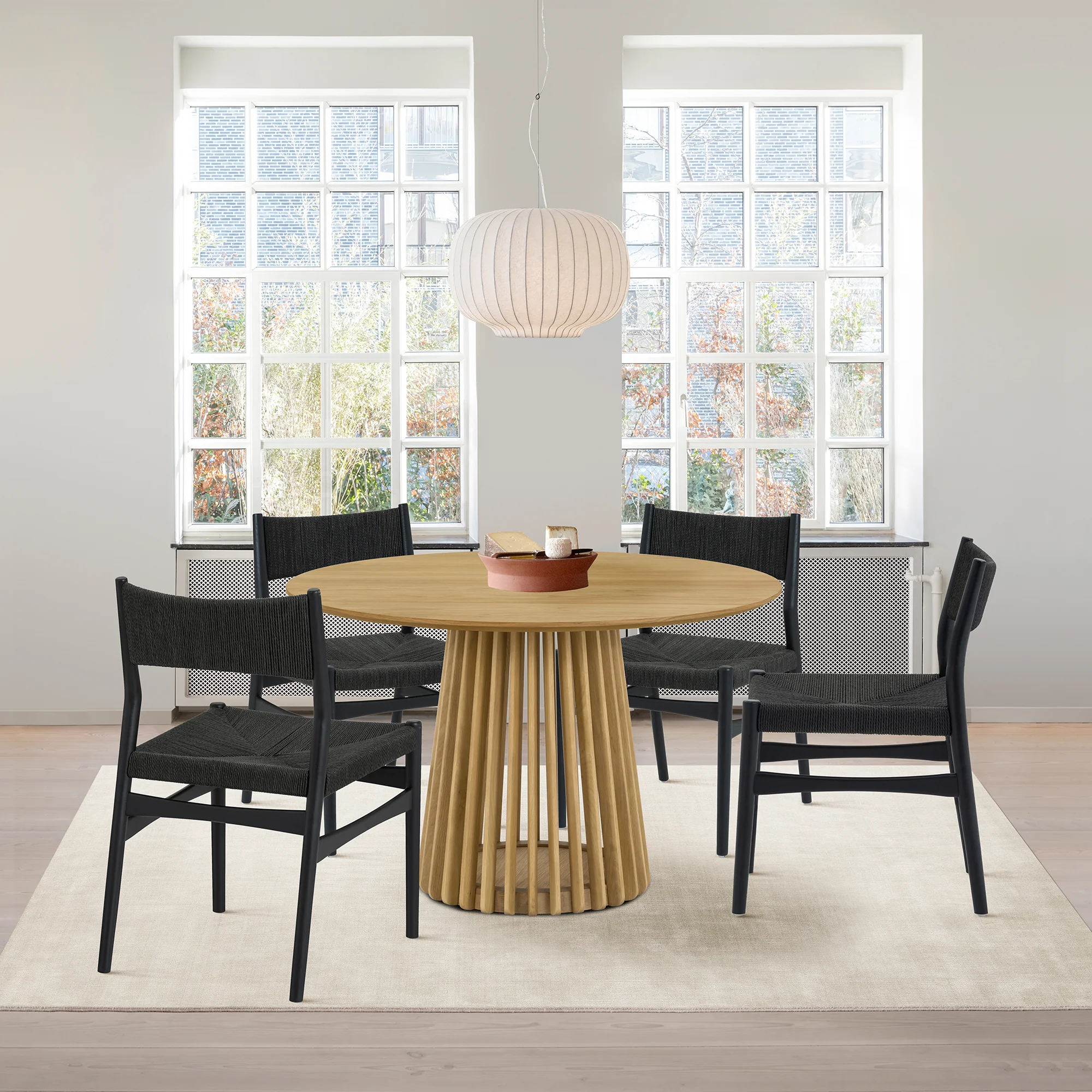 Erie Black Woven Paper Cord and Wood Dining Chairs - Set of 2 By Armen Living - Image 2