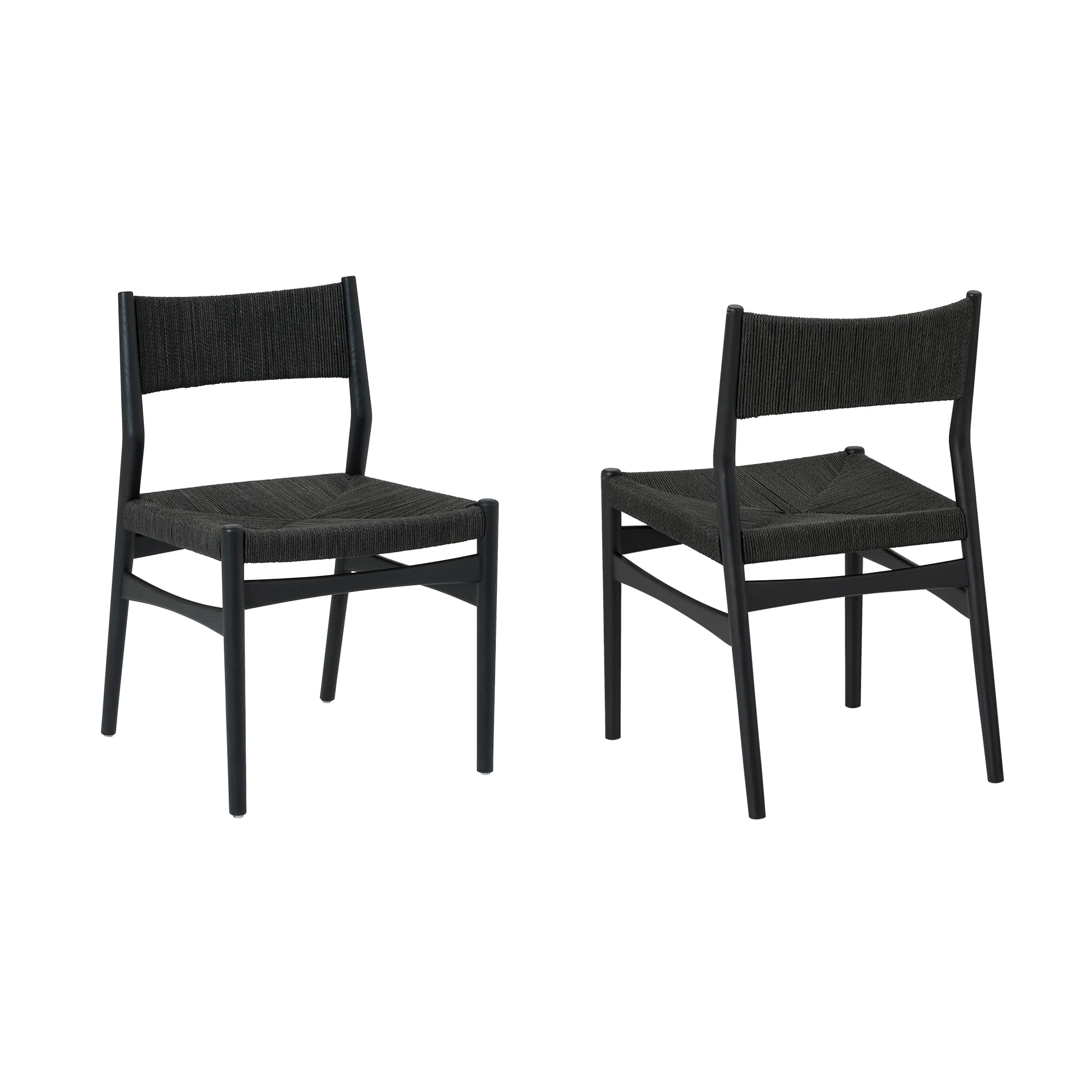 Erie Black Woven Paper Cord and Wood Dining Chairs - Set of 2 By Armen Living - Image 3