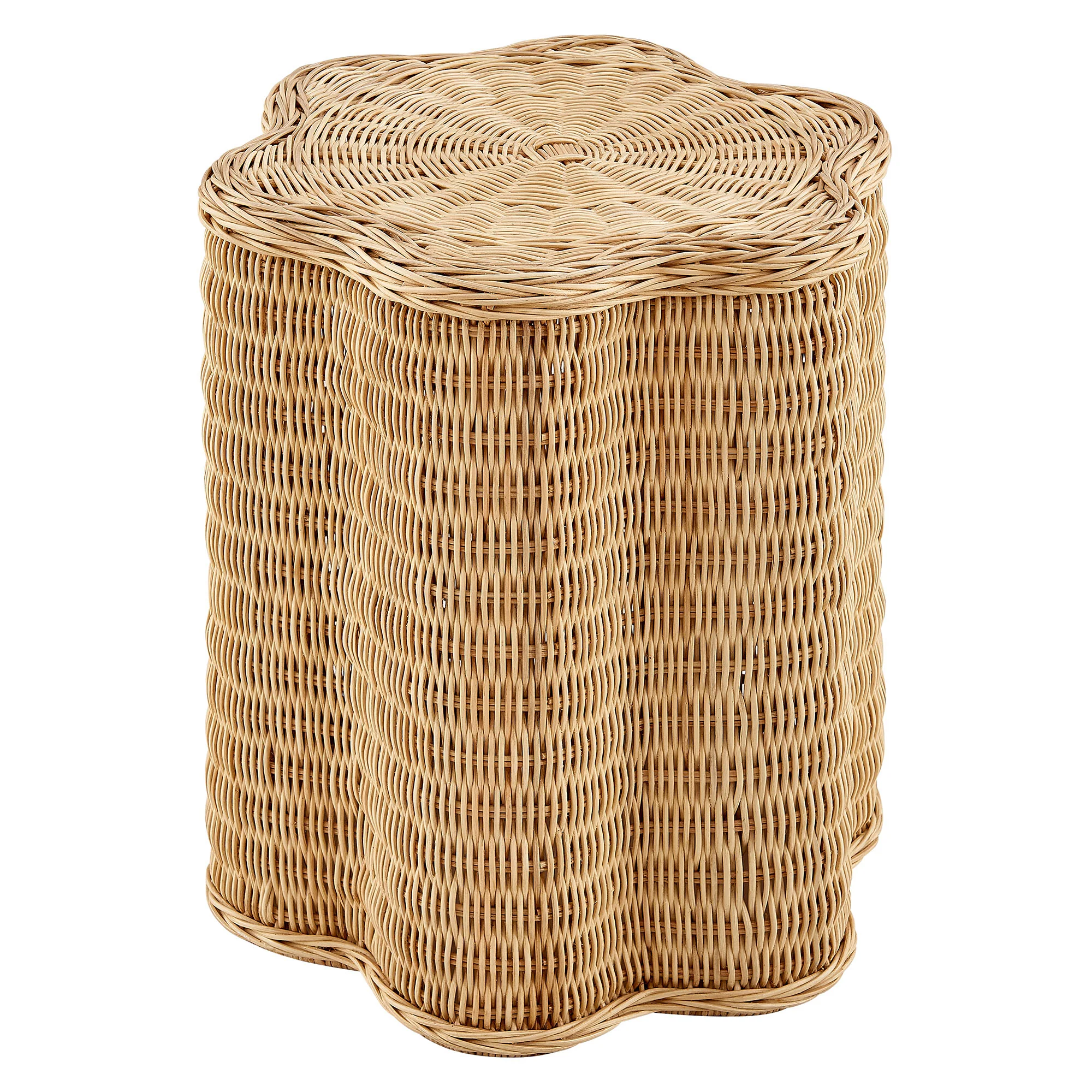 Erika Scalloped Natural Rattan Side Table by Modway - Image 2