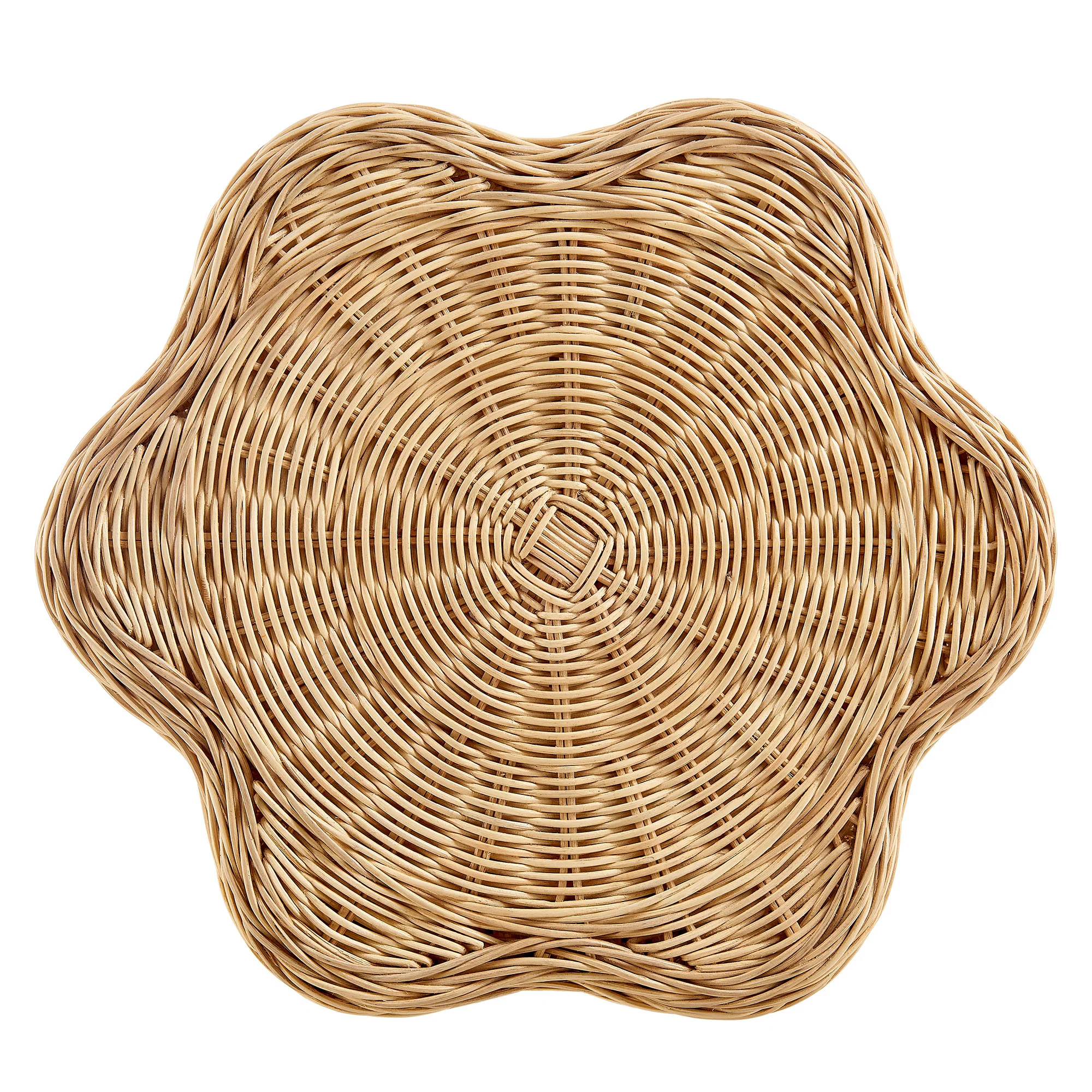 Erika Scalloped Natural Rattan Side Table by Modway - Image 4