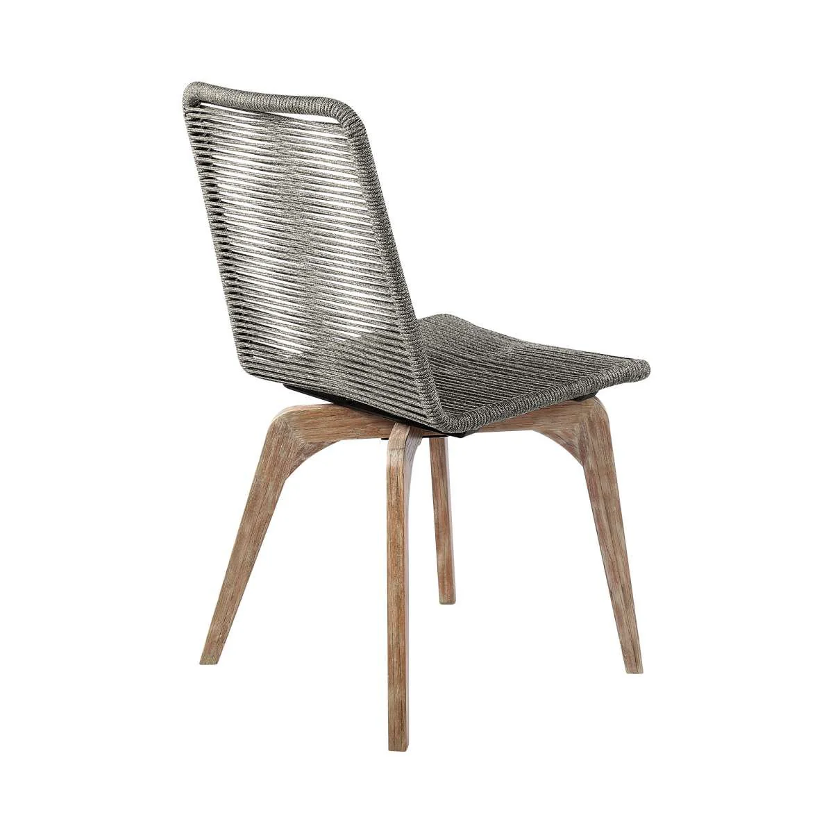 Escondido Island Outdoor Patio 5 Piece Round Dining Set in Eucalyptus Wood and Gray Rope By Armen Living - Image 3