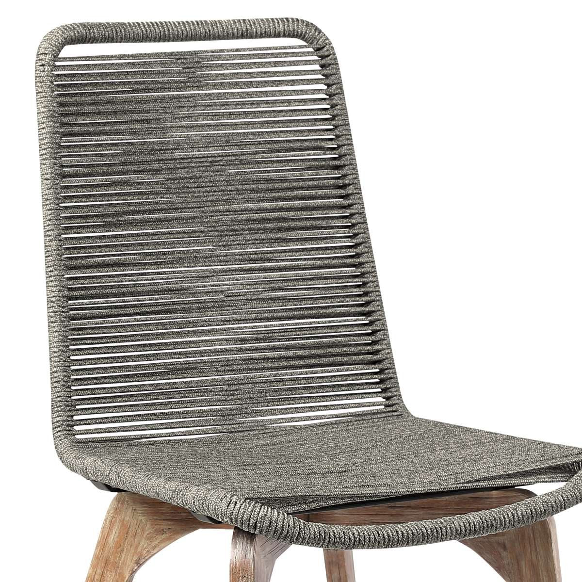 Escondido Island Outdoor Patio 5 Piece Round Dining Set in Eucalyptus Wood and Gray Rope By Armen Living - Image 5