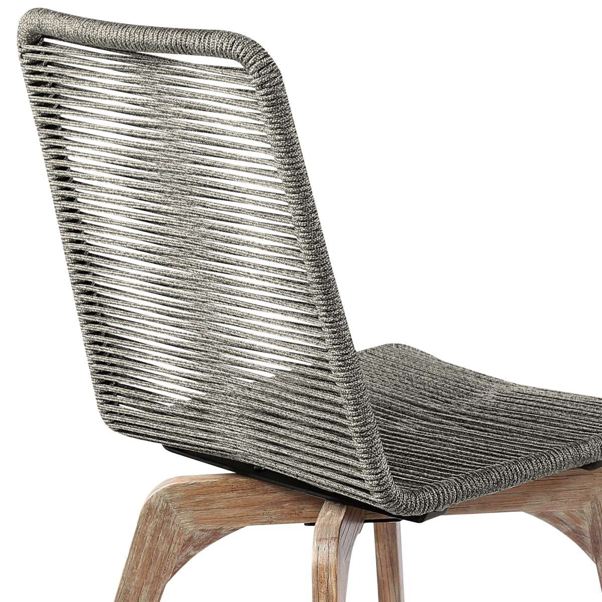 Escondido Island Outdoor Patio 5 Piece Round Dining Set in Eucalyptus Wood and Gray Rope By Armen Living - Image 9