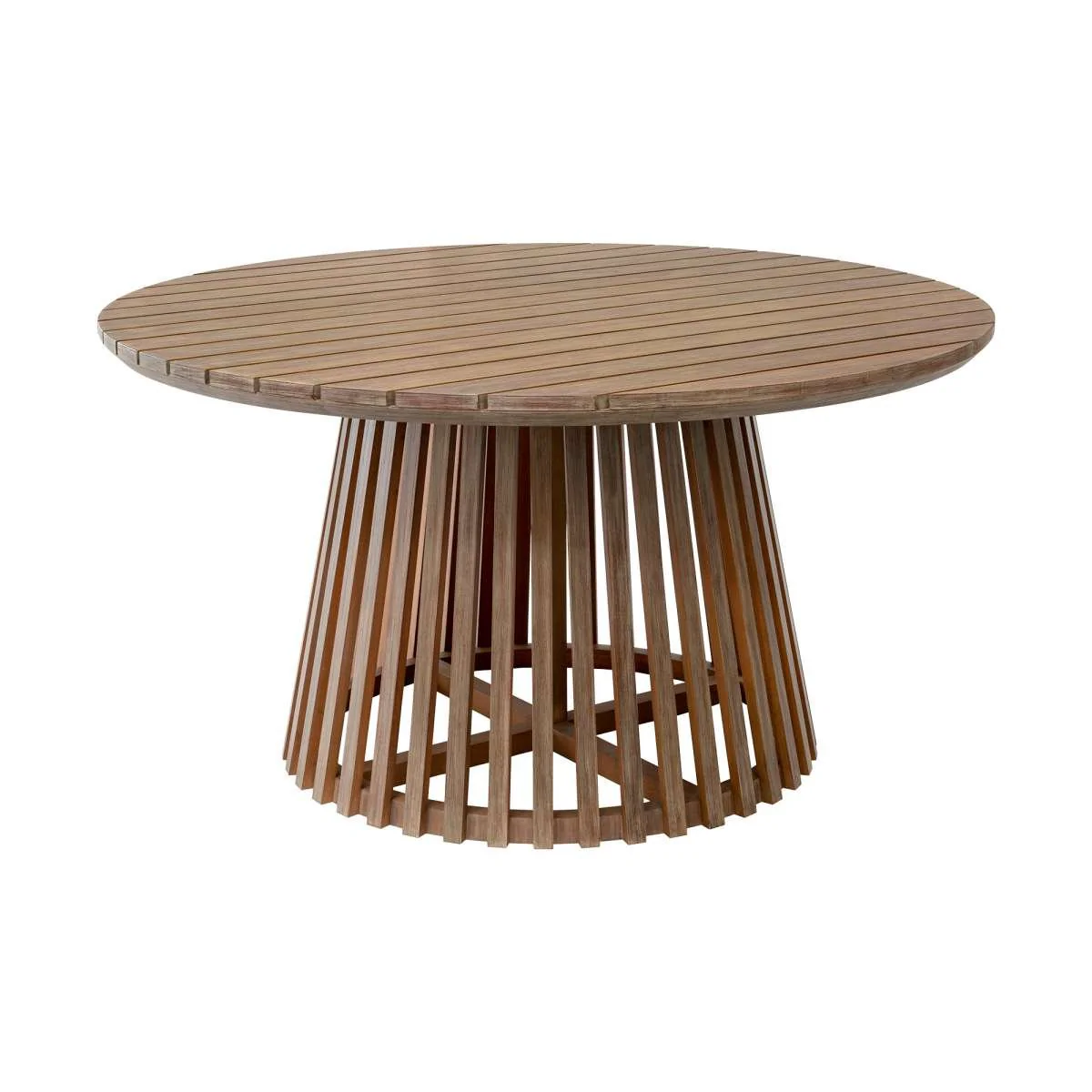 Escondido Outdoor Patio Round Dining Table in Light Eucalyptus Wood By Armen Living - Image 3