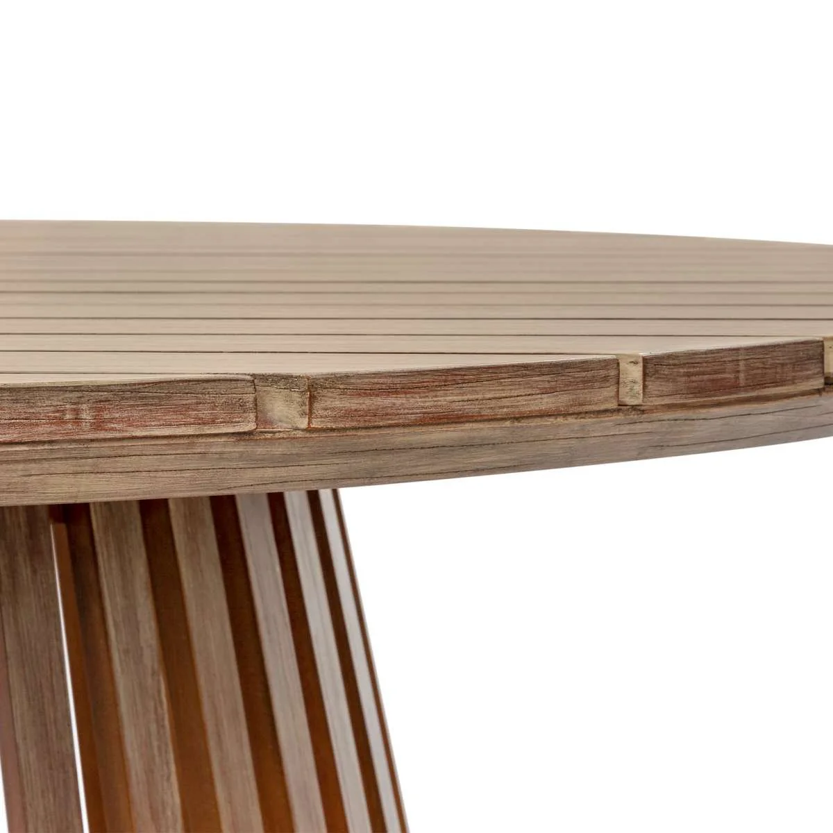 Escondido Outdoor Patio Round Dining Table in Light Eucalyptus Wood By Armen Living - Image 5