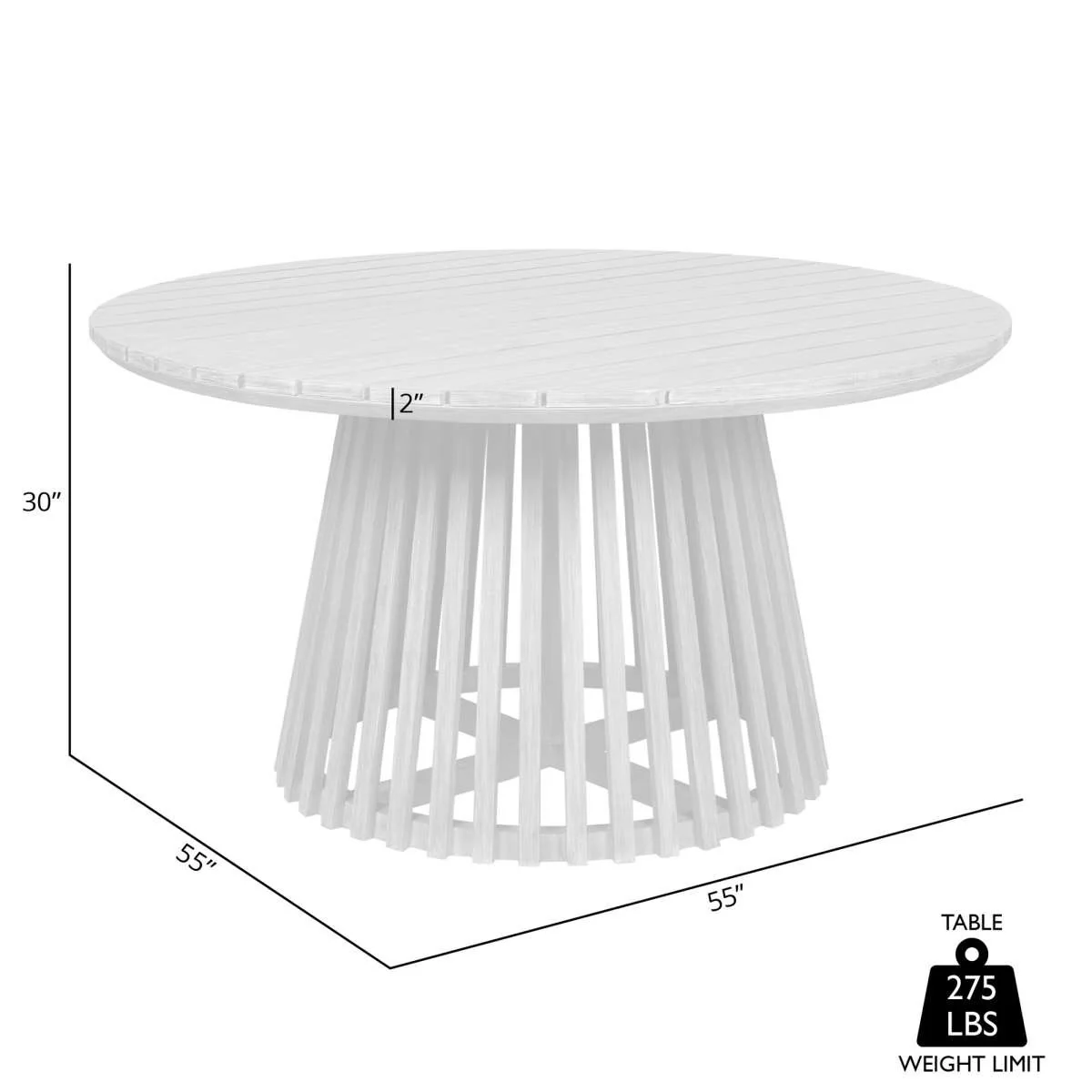 Escondido Outdoor Patio Round Dining Table in Light Eucalyptus Wood By Armen Living - Image 7