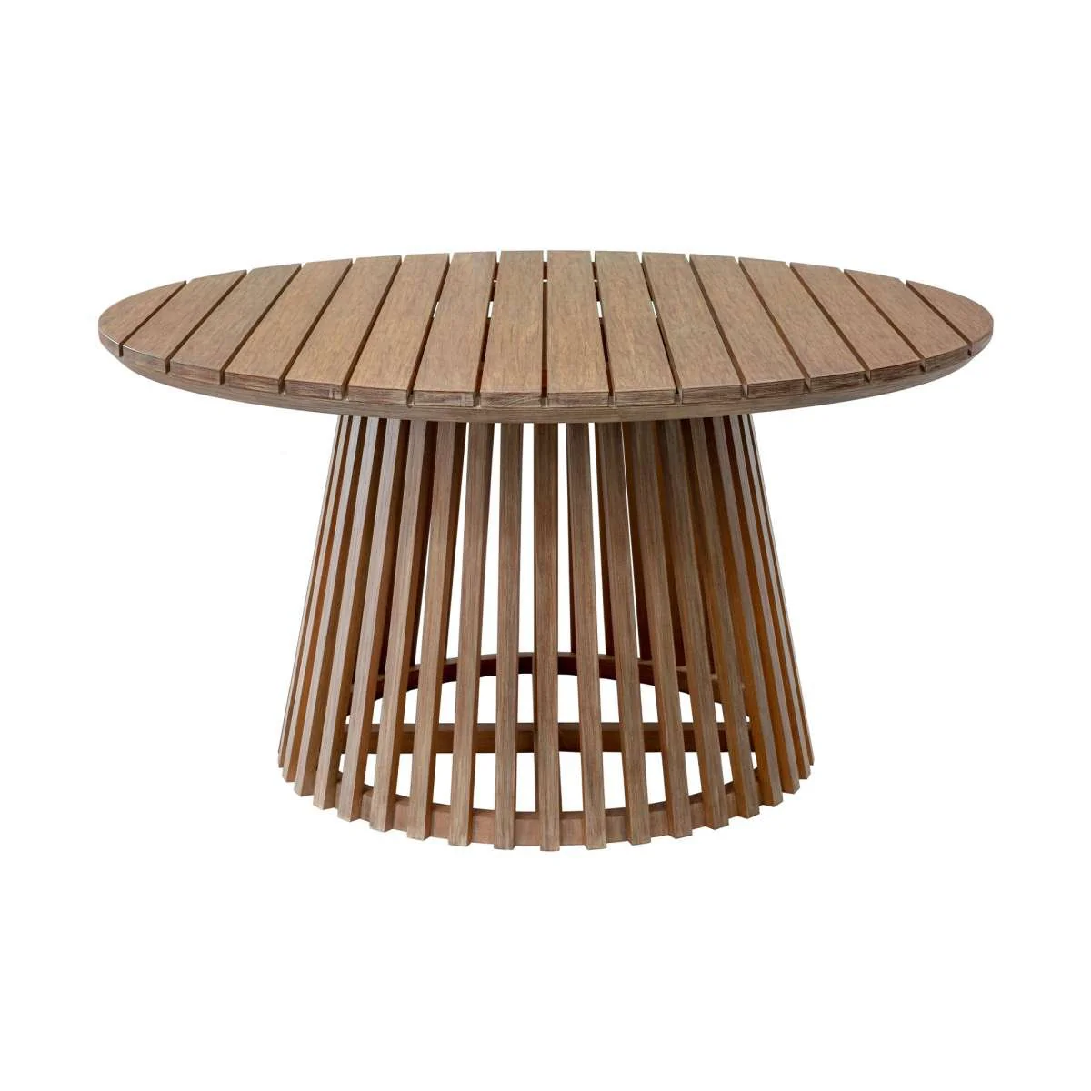 Escondido Tutti Frutti Outdoor Patio 5 Piece Round Dining Set in Eucalyptus Wood with Truffle Rope and Gray Cushions By Armen Living - Image 4