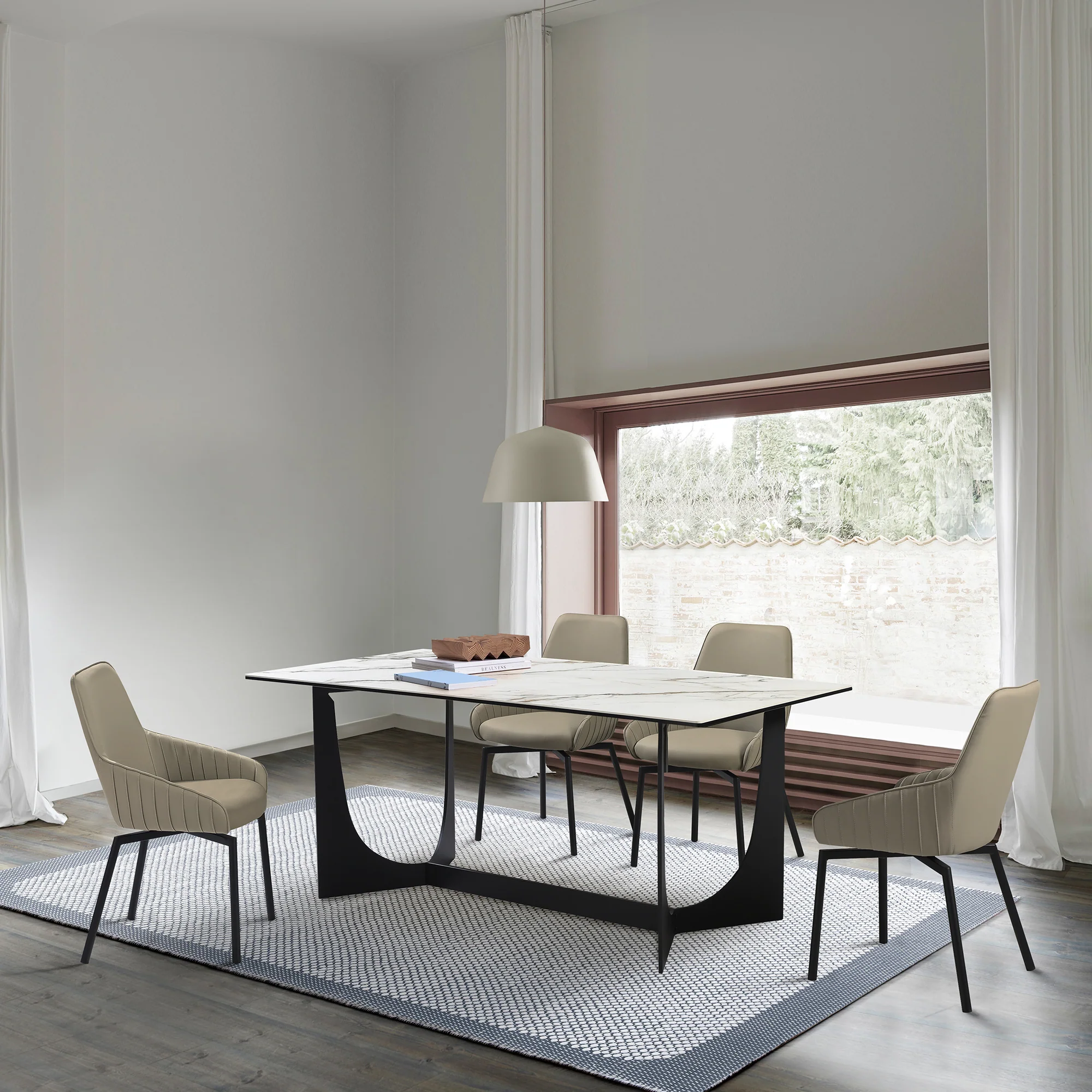 Esme Dining Table in Stone and Metal By Armen Living - Image 2