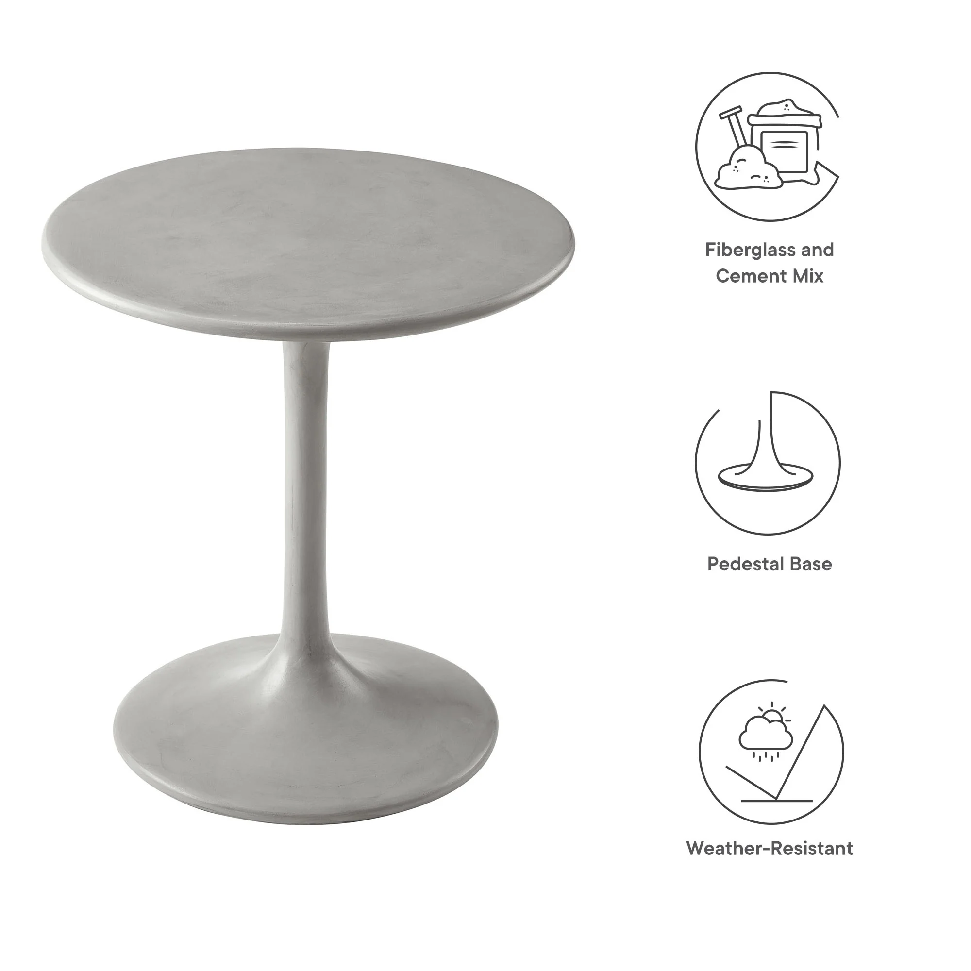 Esme Outdoor Patio Outdoor Patio Concrete Side Table by Modway - Image 6