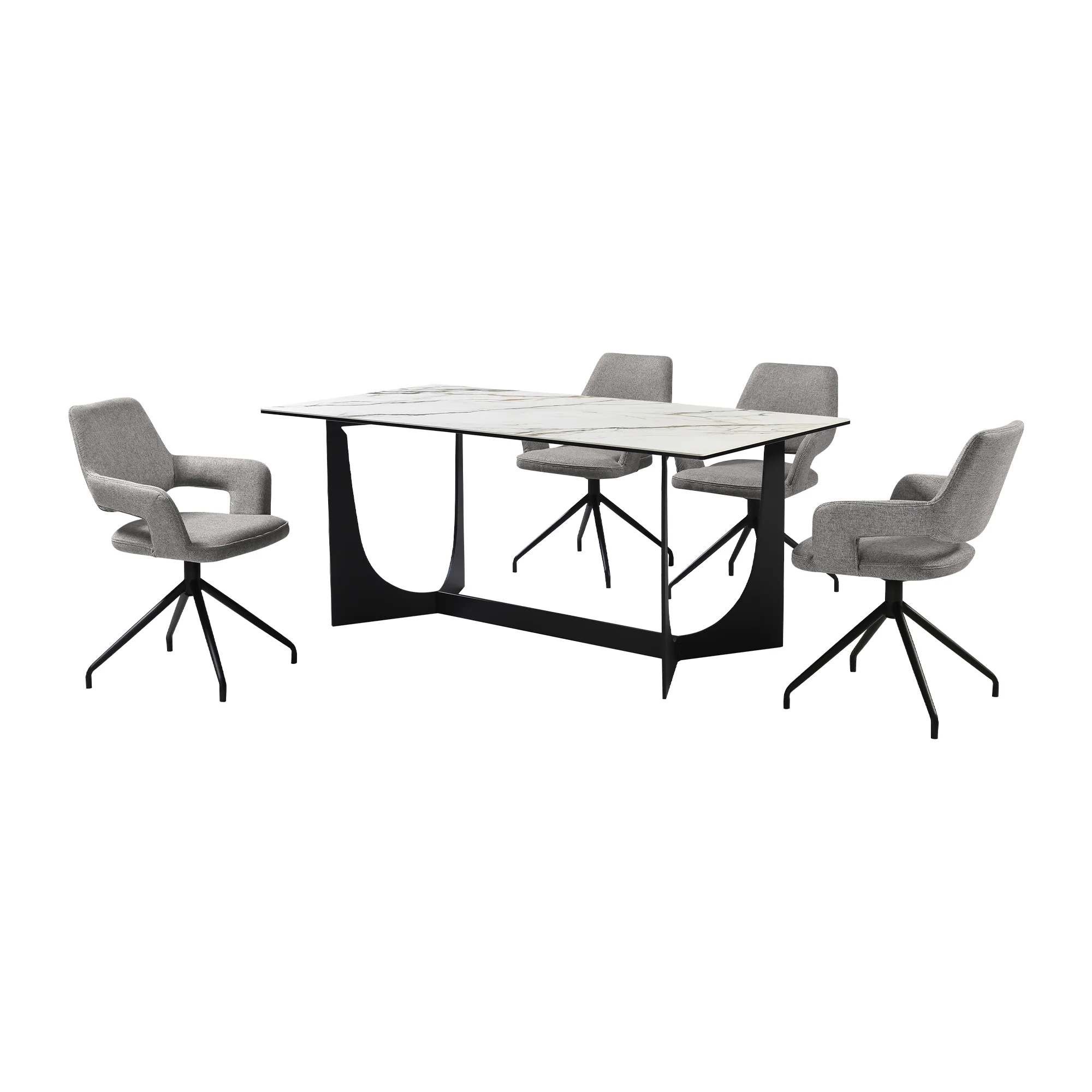 Esme Penny 5 Piece Dining Set with Gray Fabric Chairs By Armen Living - Image 2