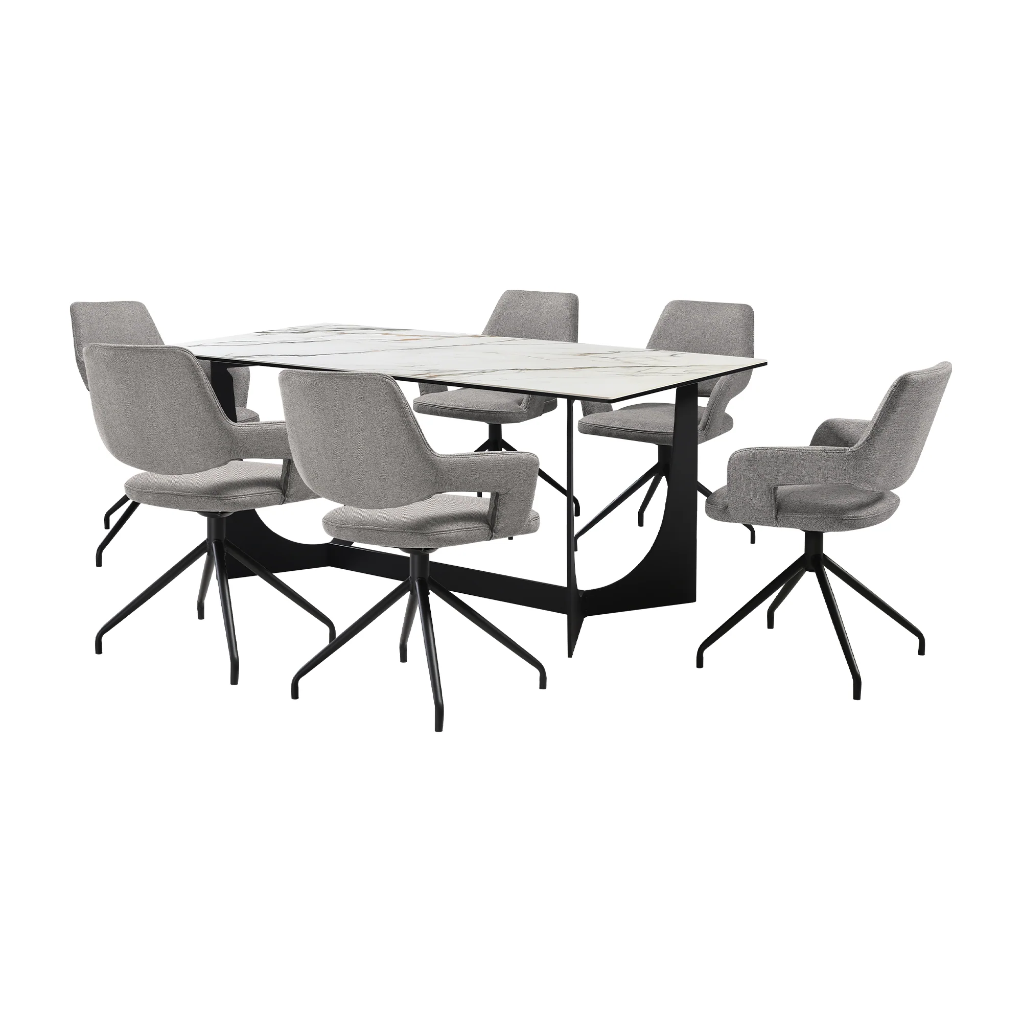 Esme Penny 7 Piece Dining Set with Gray Fabric Chairs By Armen Living - Image 2