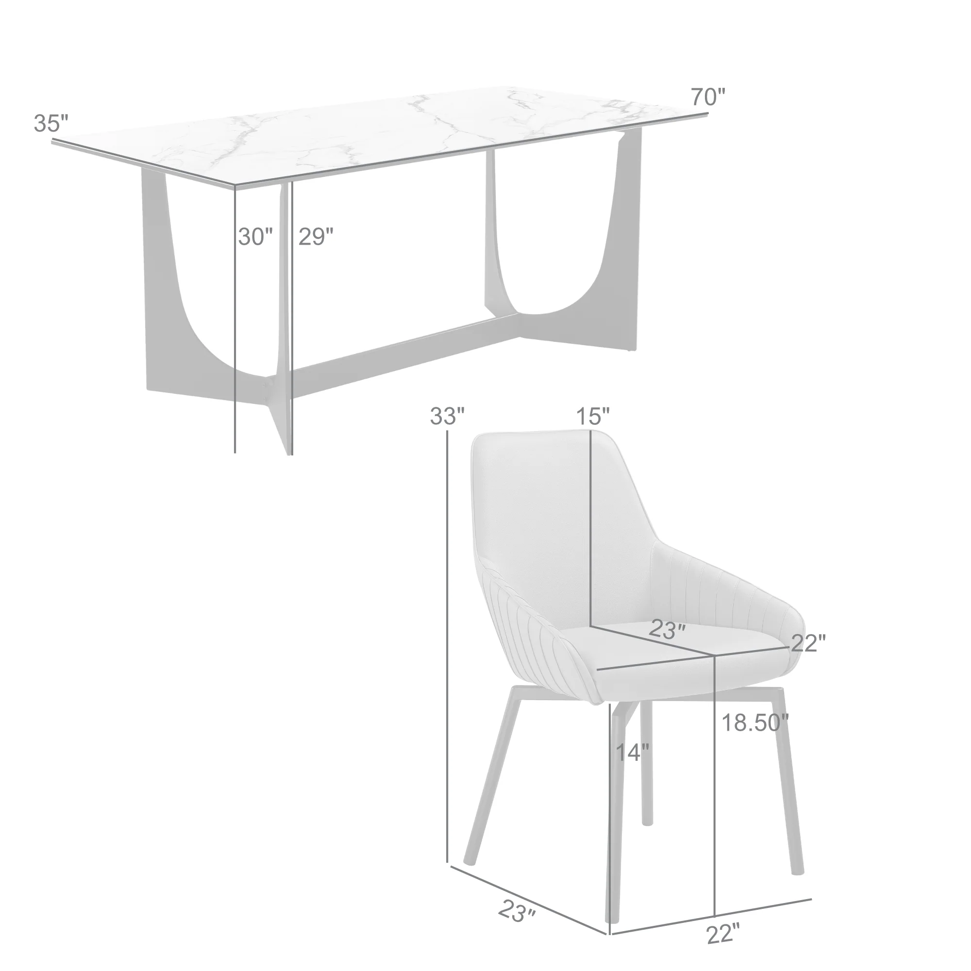 Esme Shilo 7 Piece Dining Set Taupe with Gray Faux Leather Chairs By Armen Living - Image 9