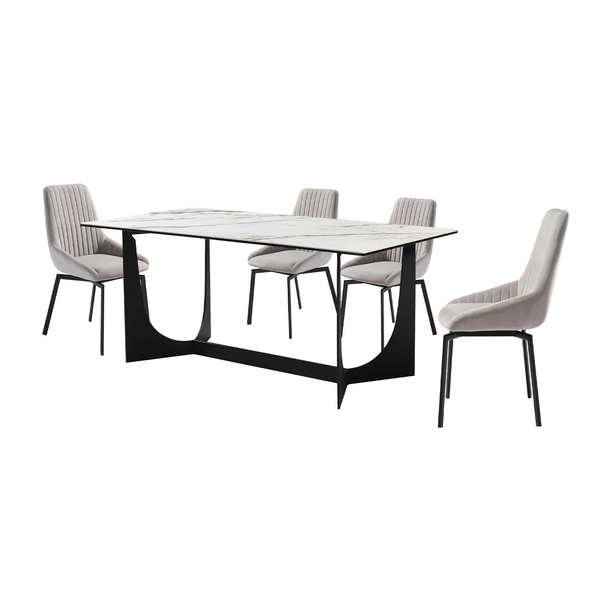 Esme Susie 5 Piece Dining Set with Gray Fabric Chairs By Armen Living - Image 2