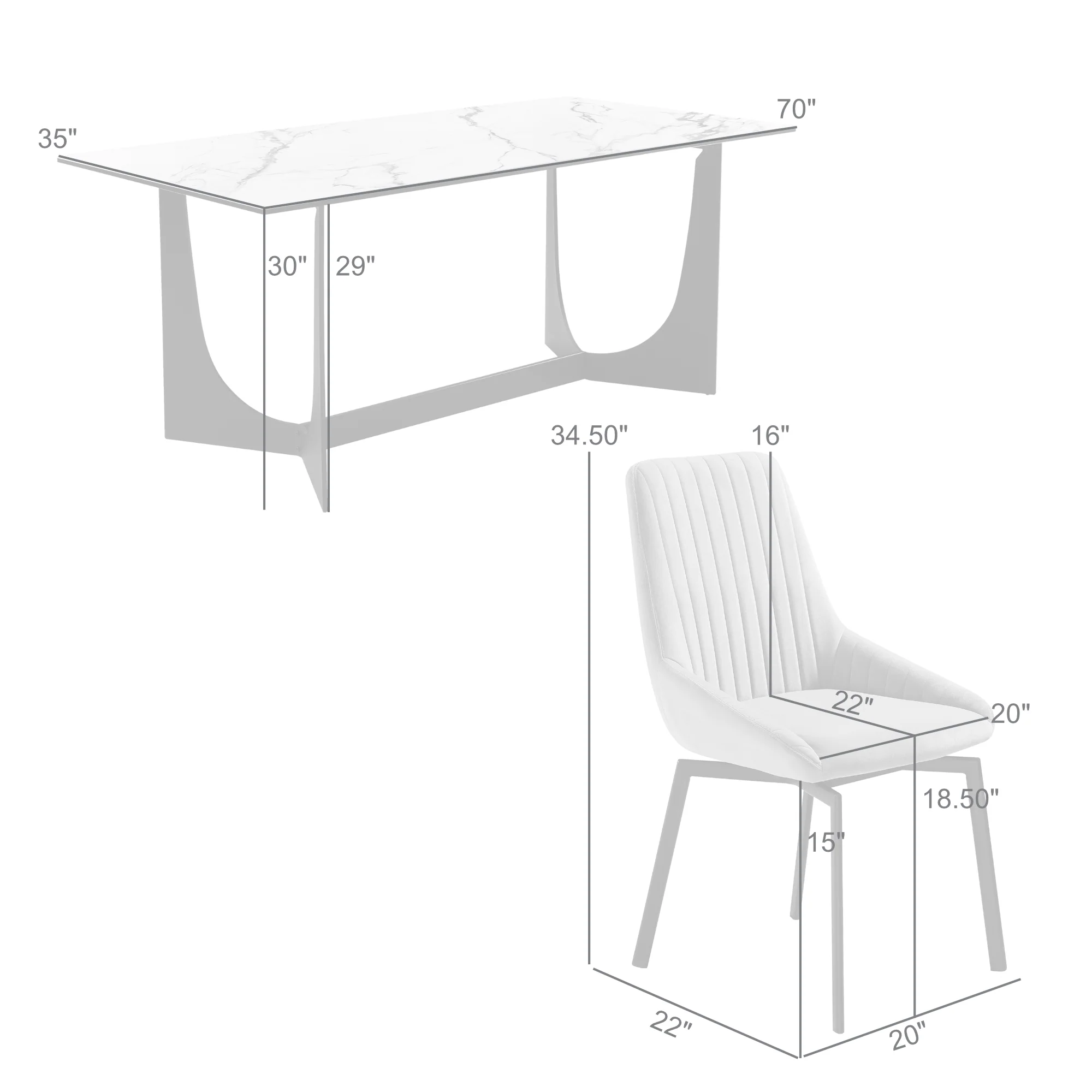 Esme Susie 7 Piece Dining Set with Gray Fabric Chairs By Armen Living - Image 10