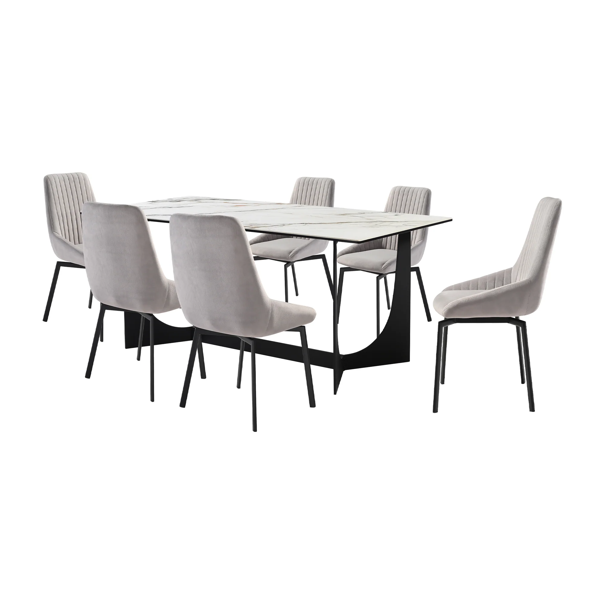 Esme Susie 7 Piece Dining Set with Gray Fabric Chairs By Armen Living - Image 2