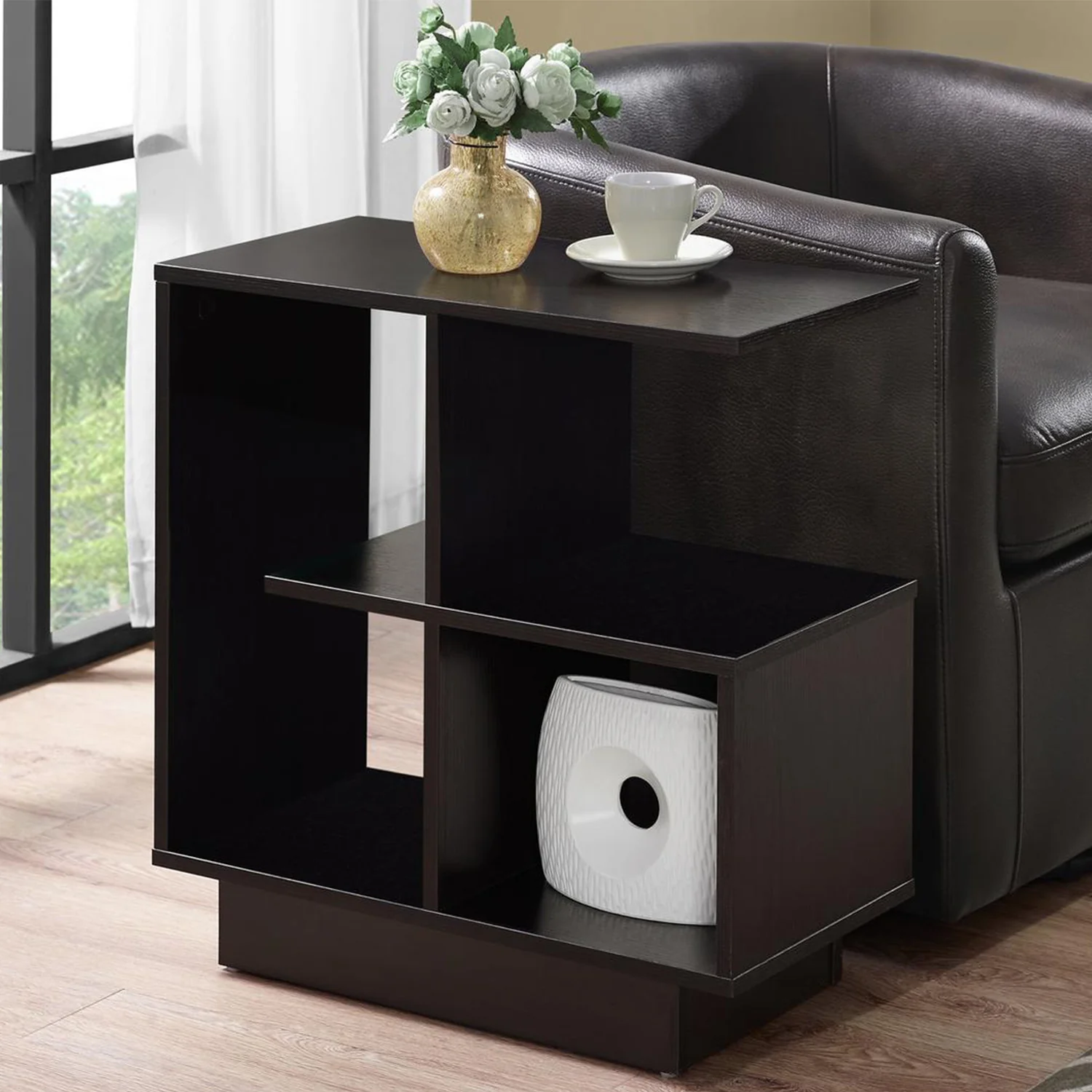 Espresso Accent Table With Open Shelves By Homeroots - Image 5