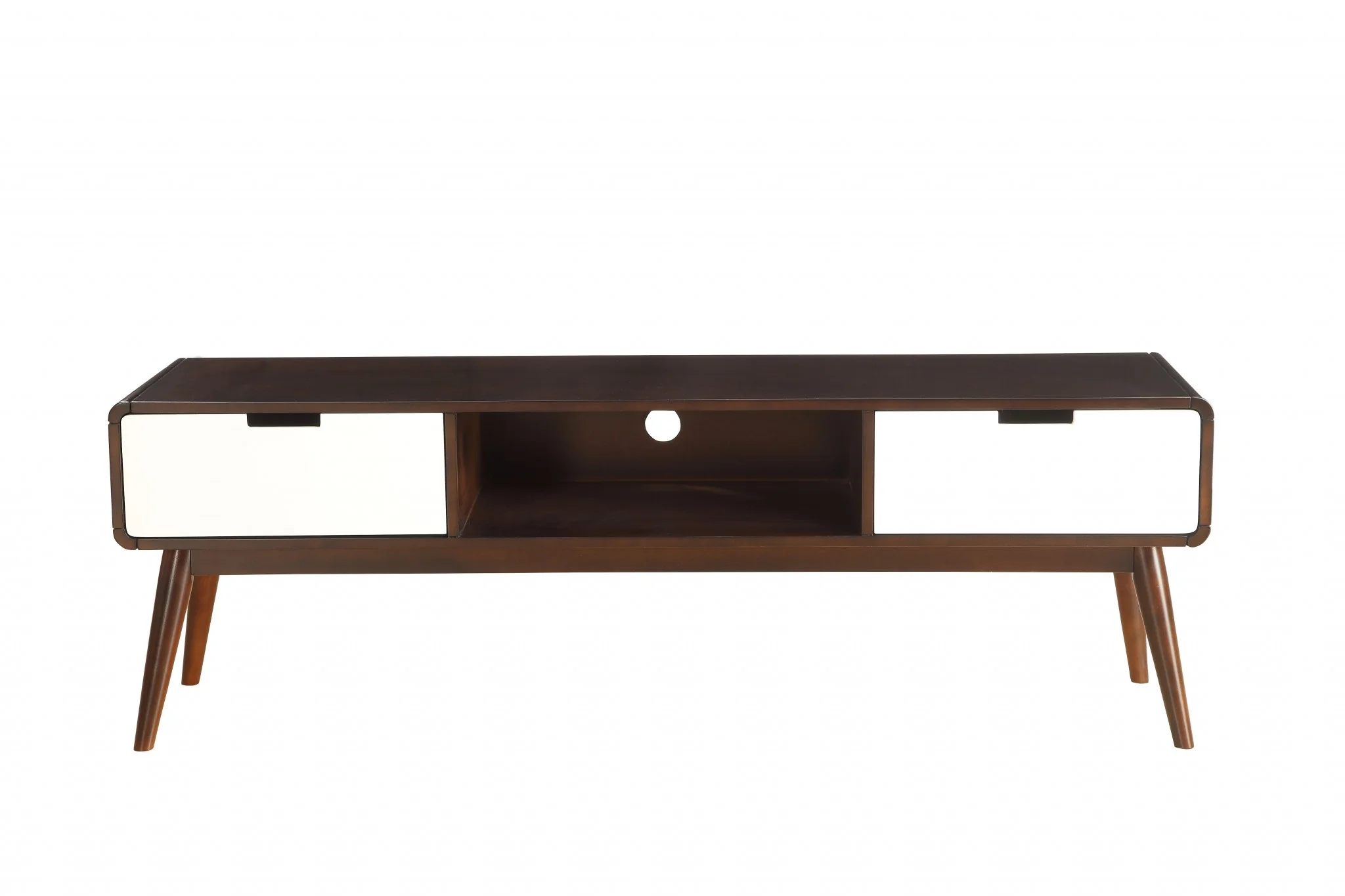 Espresso And White Mdf Tv Stand By Homeroots - Image 2