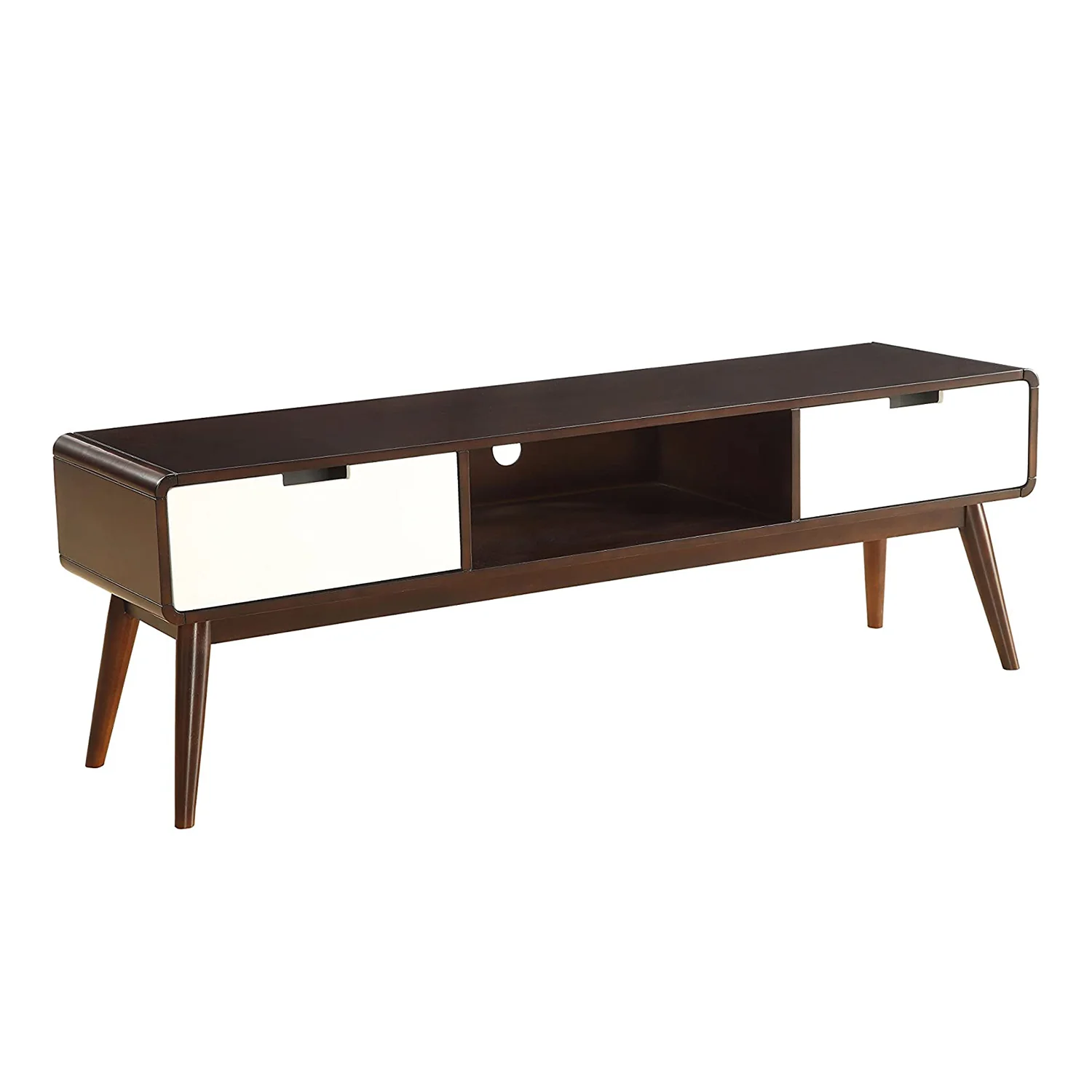Espresso And White Mdf Tv Stand By Homeroots - Image 3
