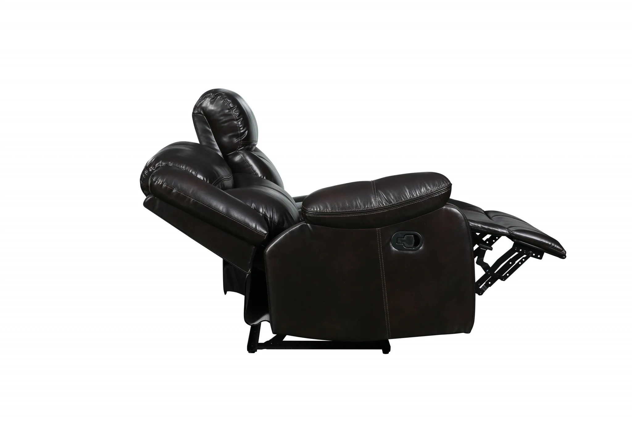 Espresso Brown Faux Leather Reclining Sectional Sofa By Homeroots - Image 3
