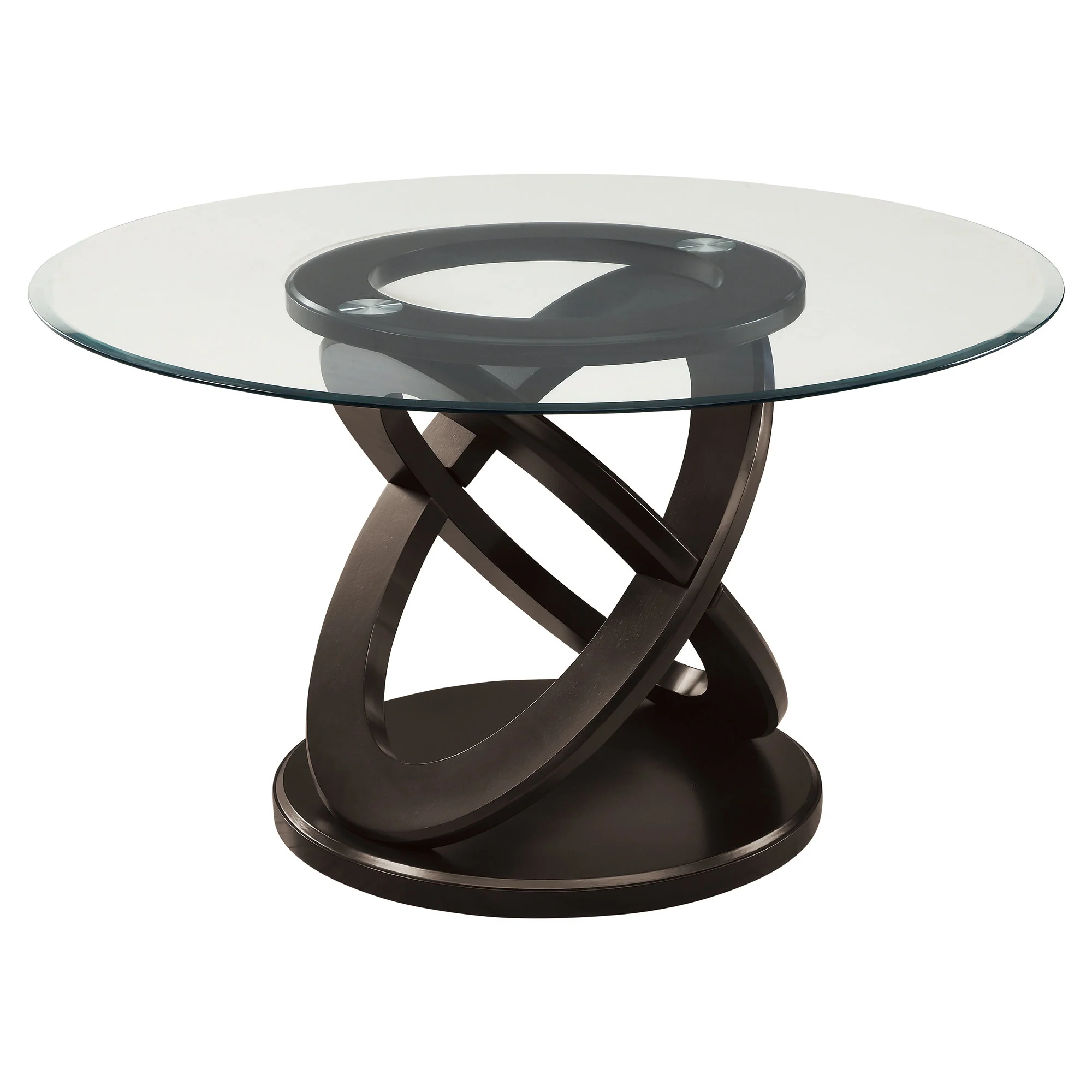 Espresso Clear Glass Solid Wood Tempered Glass Tempered Glass Dining Table By Homeroots - Image 2