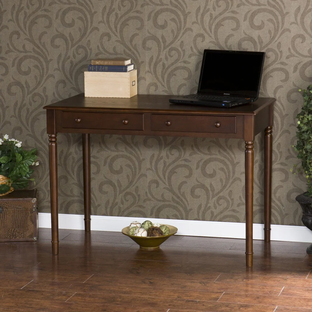 Espresso Desk with Drawers By Homeroots - Image 3