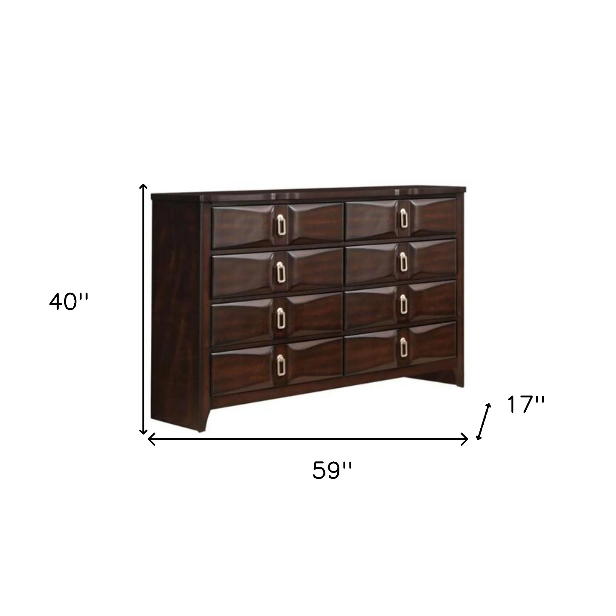 Espresso Eight Drawer Double Dresser By Homeroots - Image 3