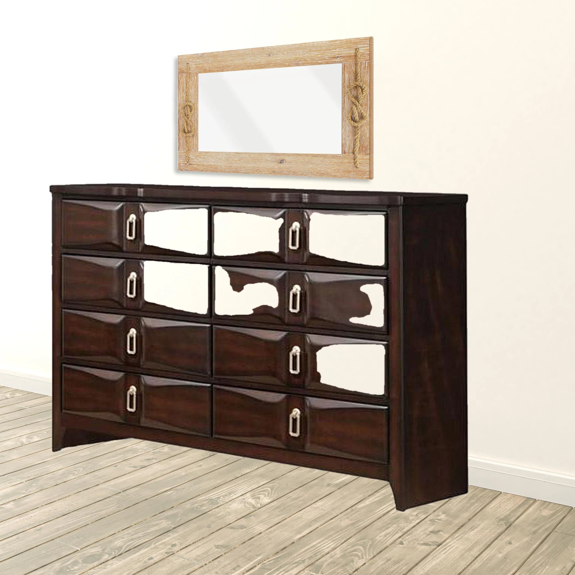 Espresso Eight Drawer Double Dresser By Homeroots - Image 4