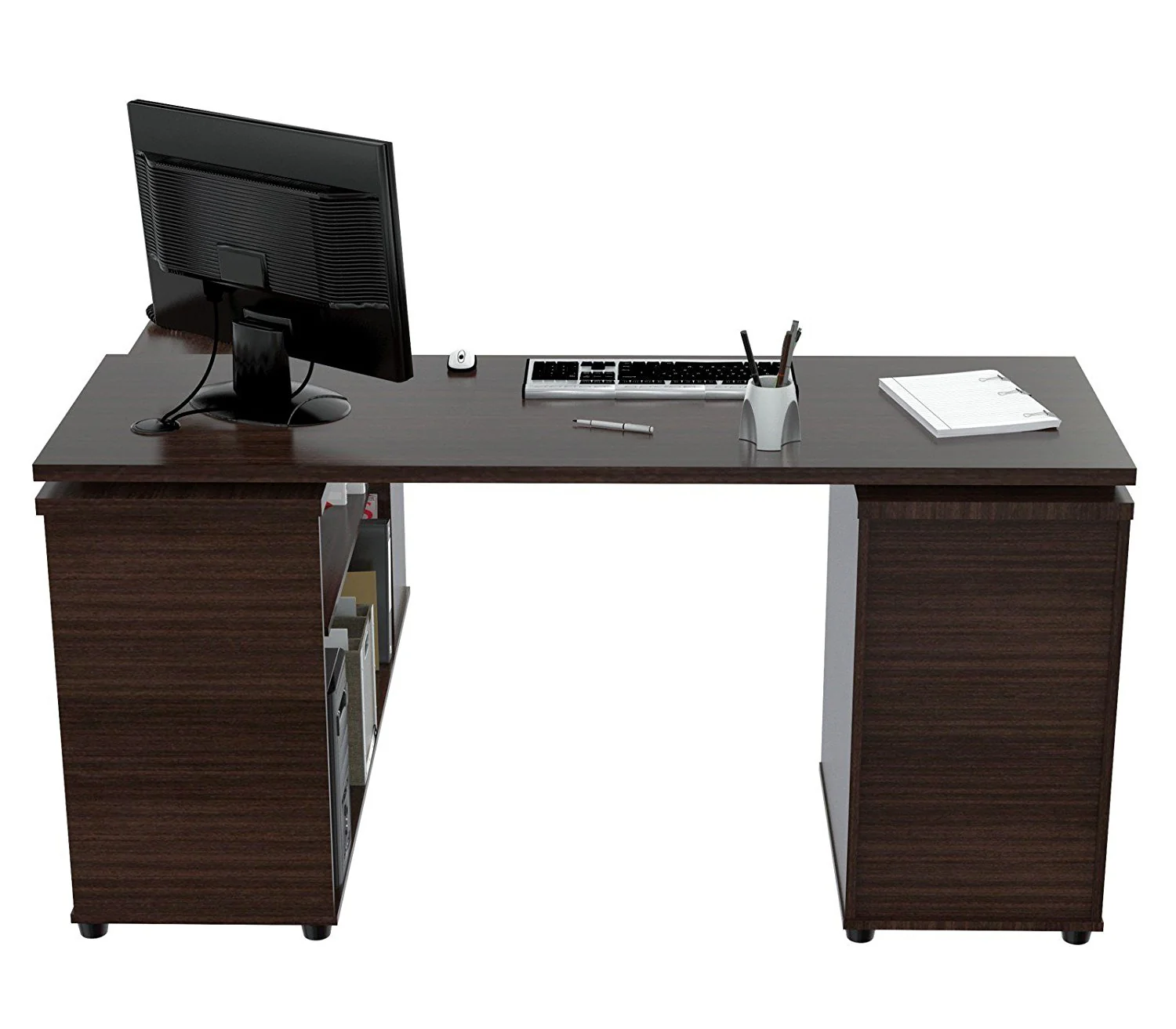 Espresso Finish 3 Drawer L Shape Computer Desk with Storage By Homeroots - Image 2