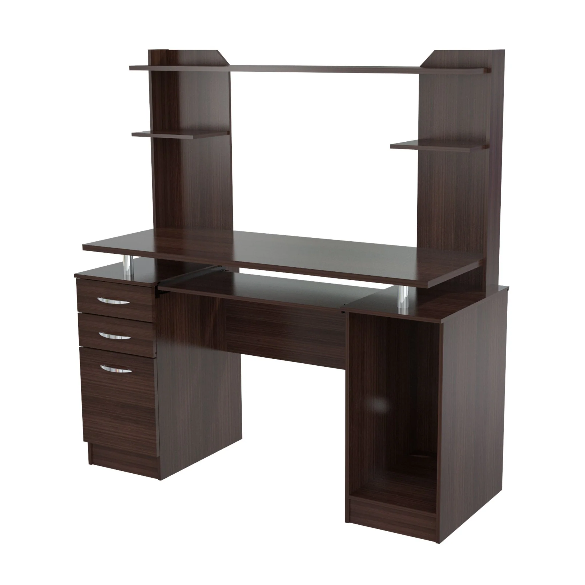 Espresso Finish Wood Computer Desk with Hutch By Homeroots - Image 2