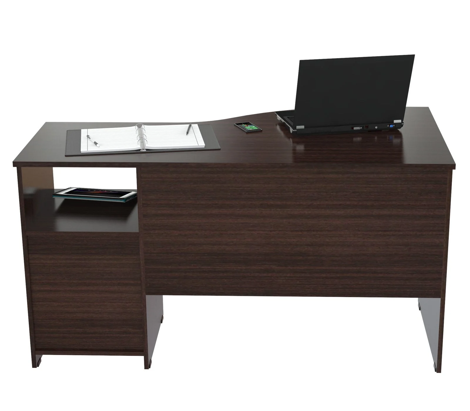 Espresso Finish Wood Curved Top Writing Desk By Homeroots - Image 2
