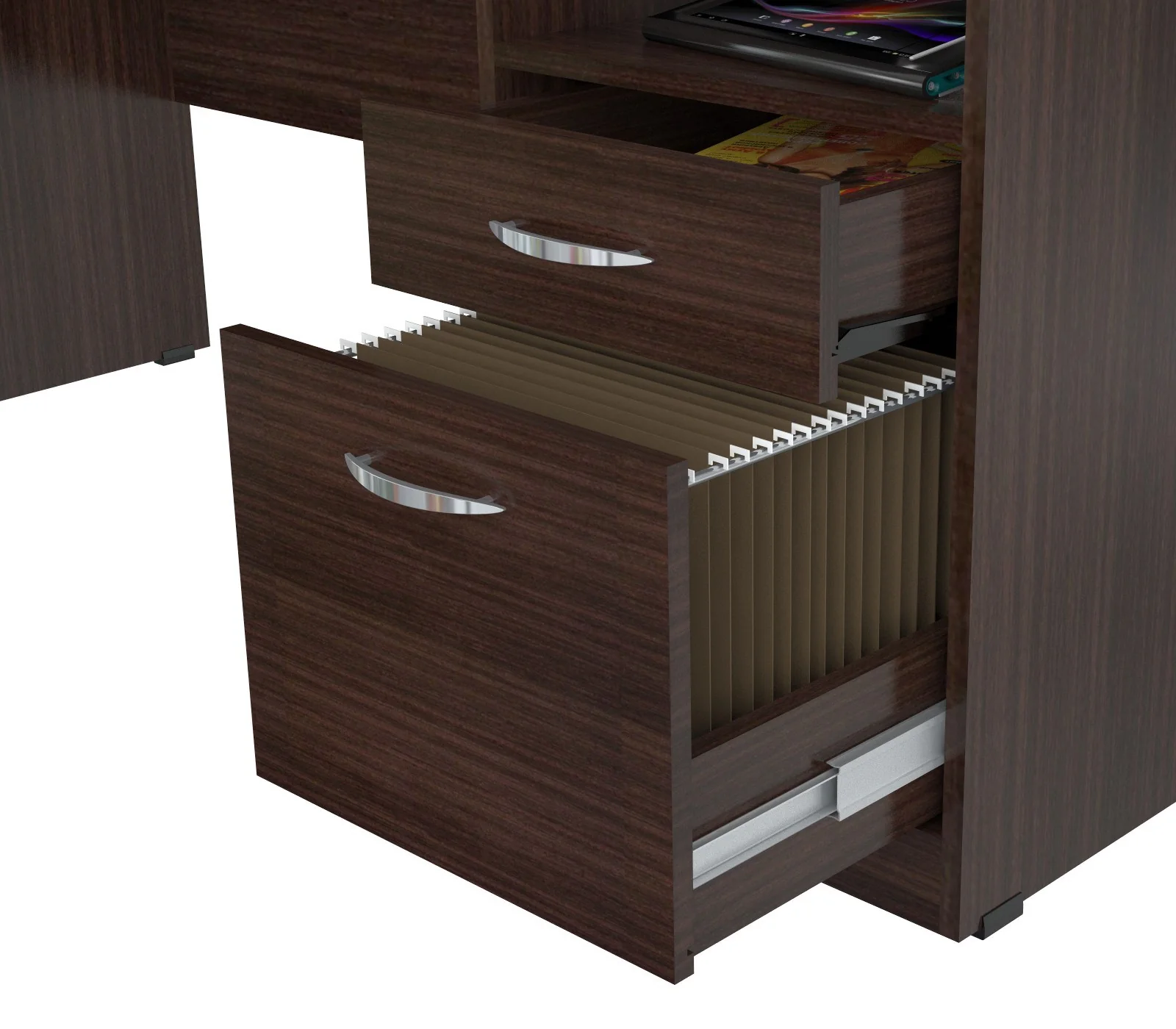 Espresso Finish Wood Curved Top Writing Desk By Homeroots - Image 3