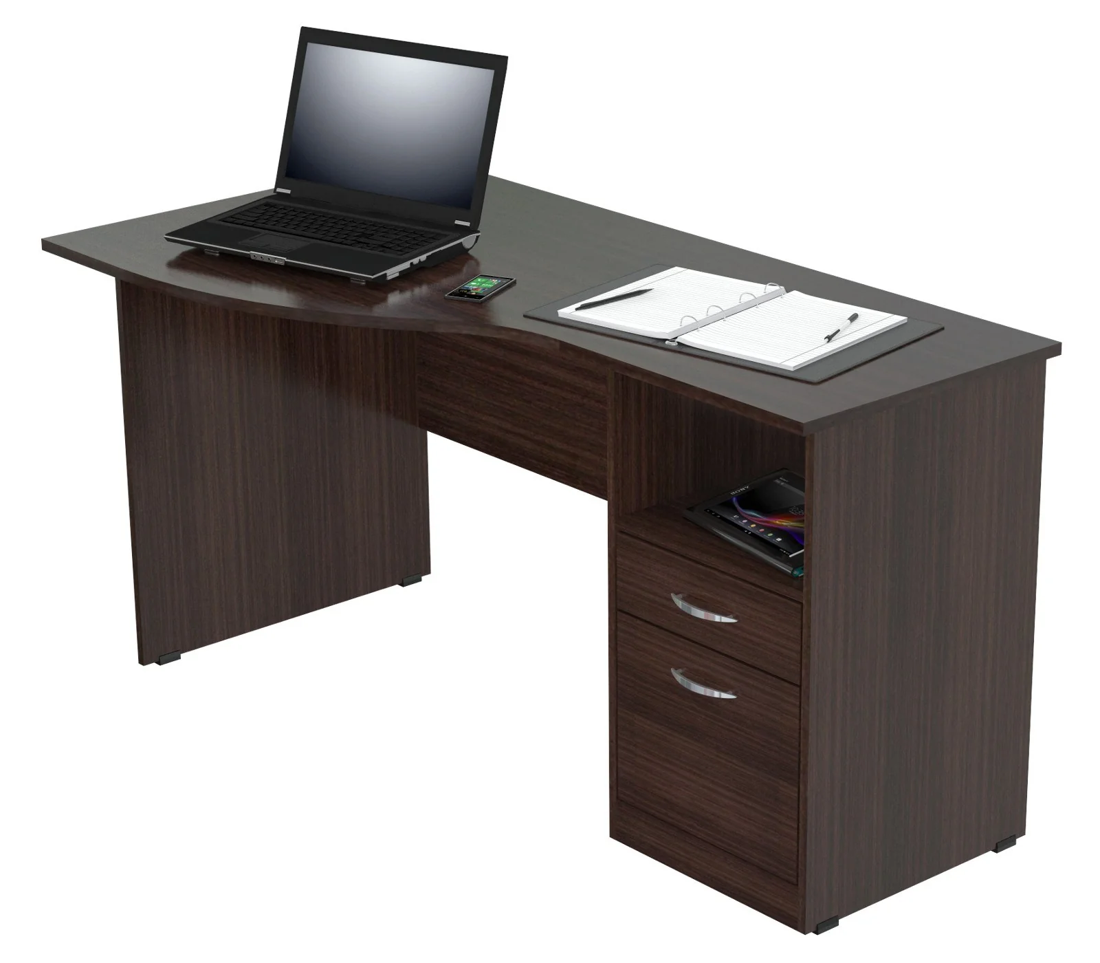 Espresso Finish Wood Curved Top Writing Desk By Homeroots - Image 5