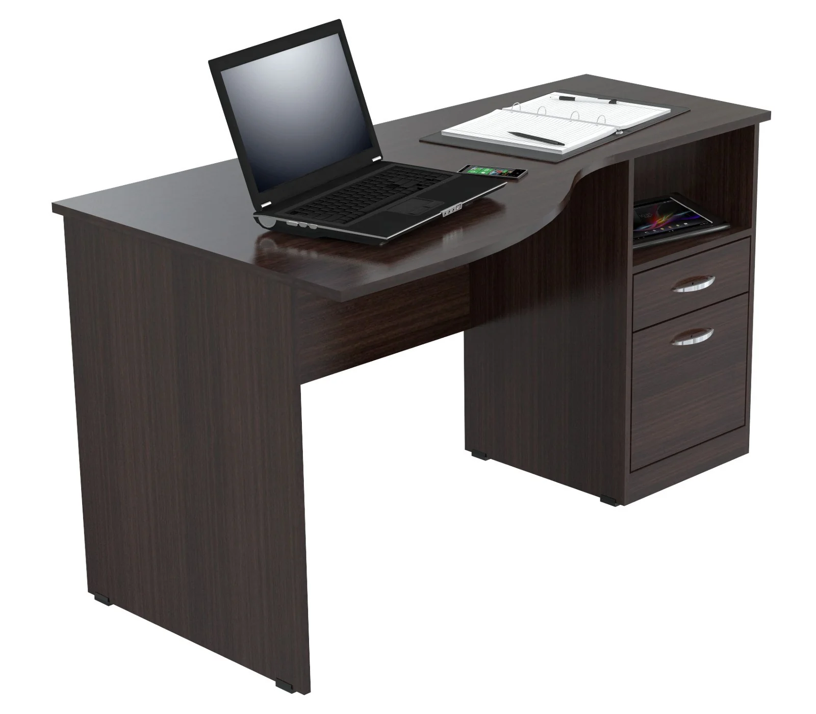 Espresso Finish Wood Curved Top Writing Desk By Homeroots - Image 6