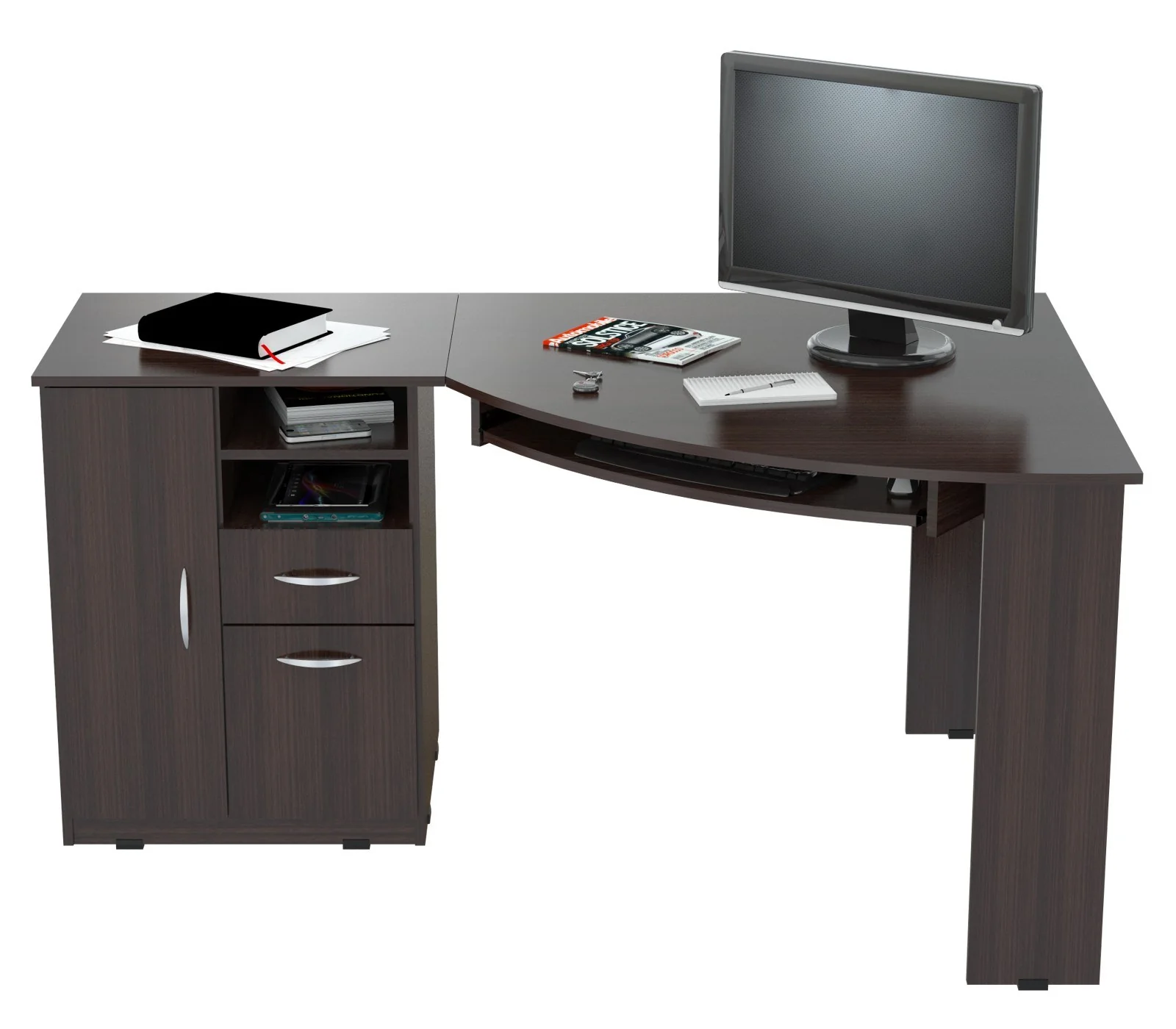 Espresso Finish Wood L Shape Corner Computer Desk By Homeroots - Image 2
