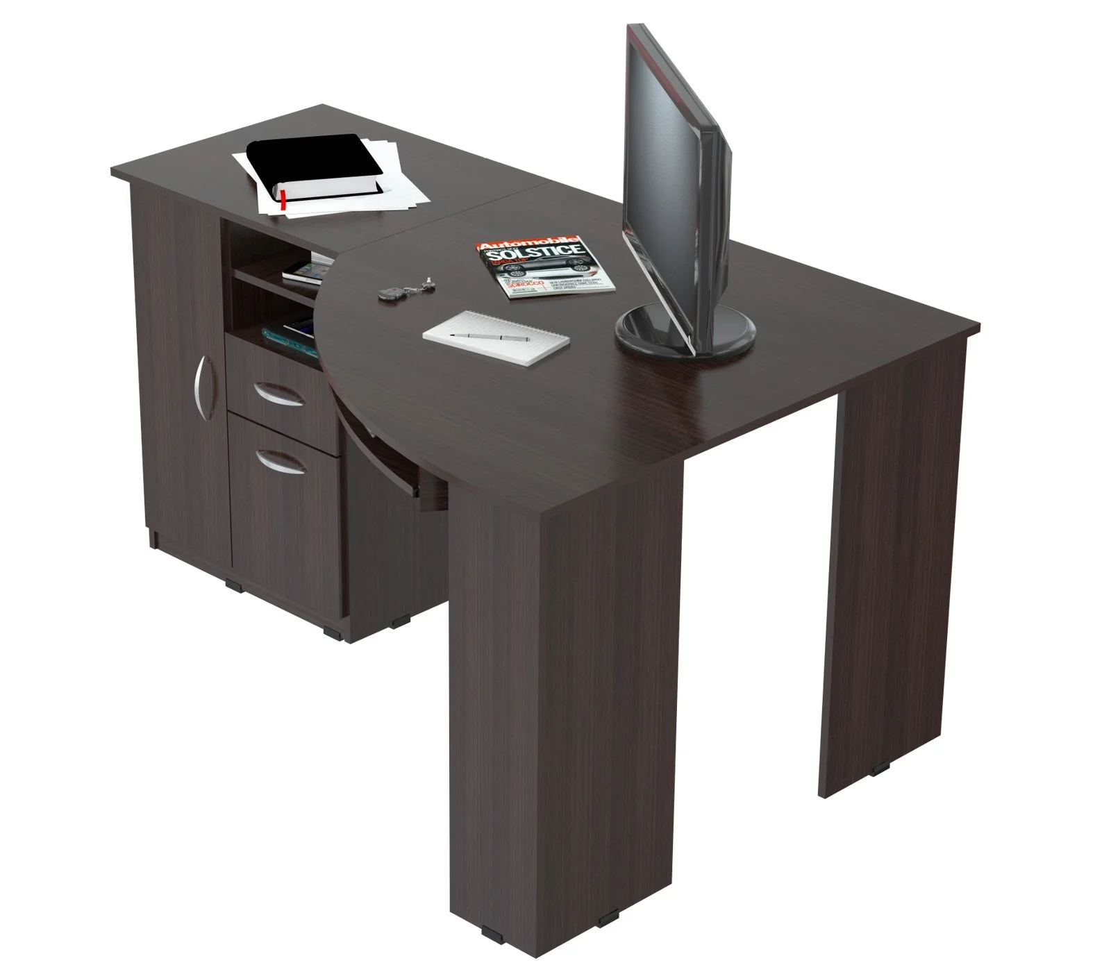 Espresso Finish Wood L Shape Corner Computer Desk By Homeroots - Image 3