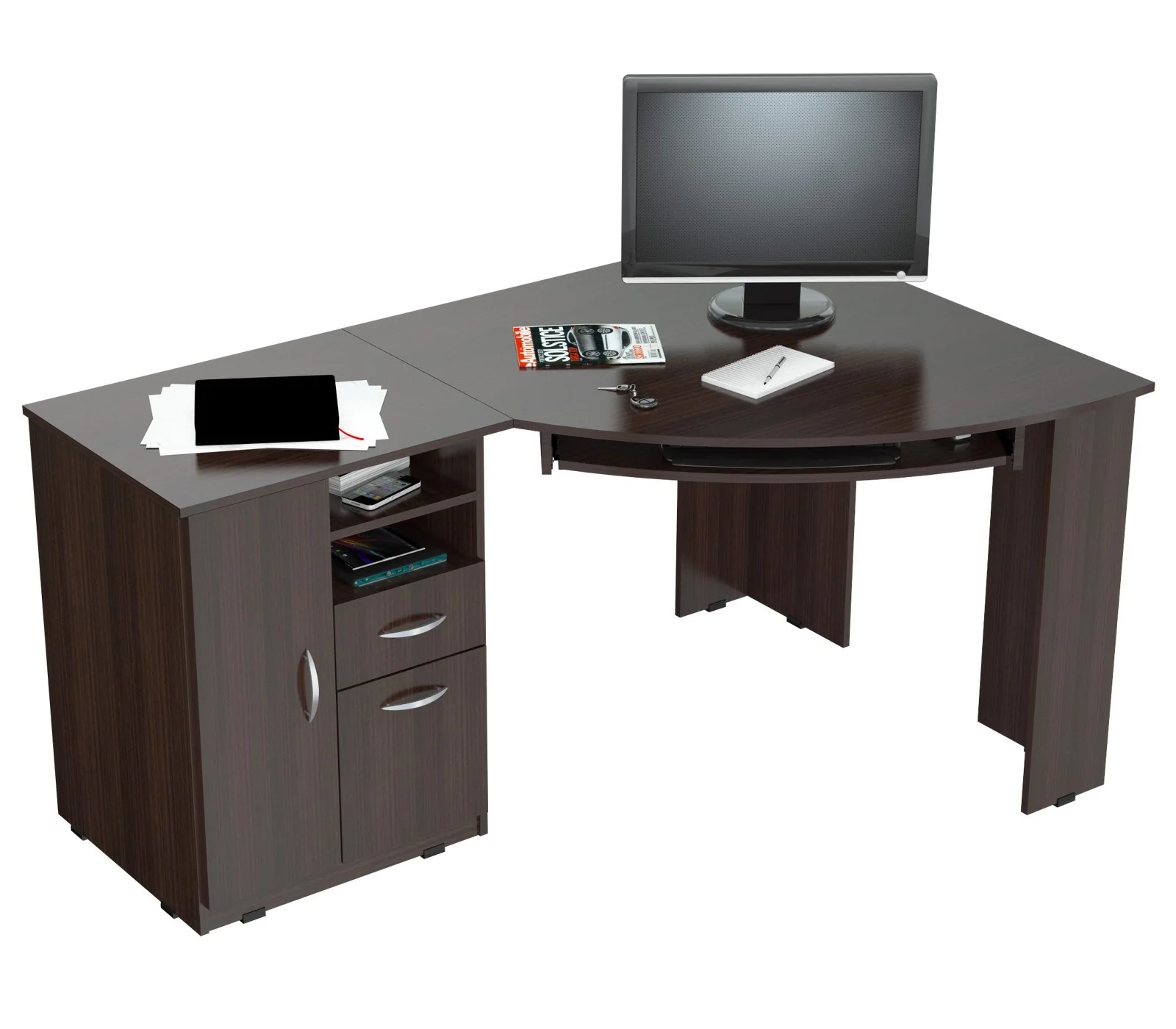 Espresso Finish Wood L Shape Corner Computer Desk By Homeroots - Image 5