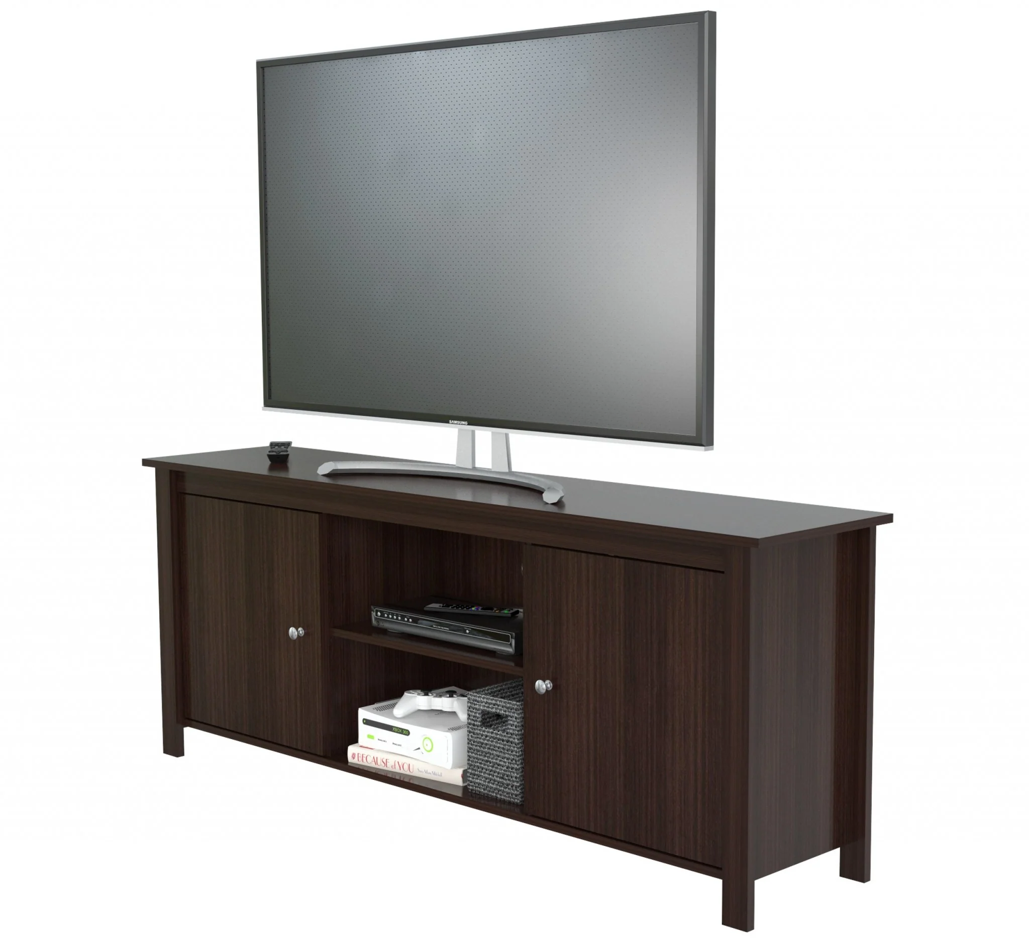 Espresso Finish Wood Media Center and TV Stand By Homeroots - Image 2