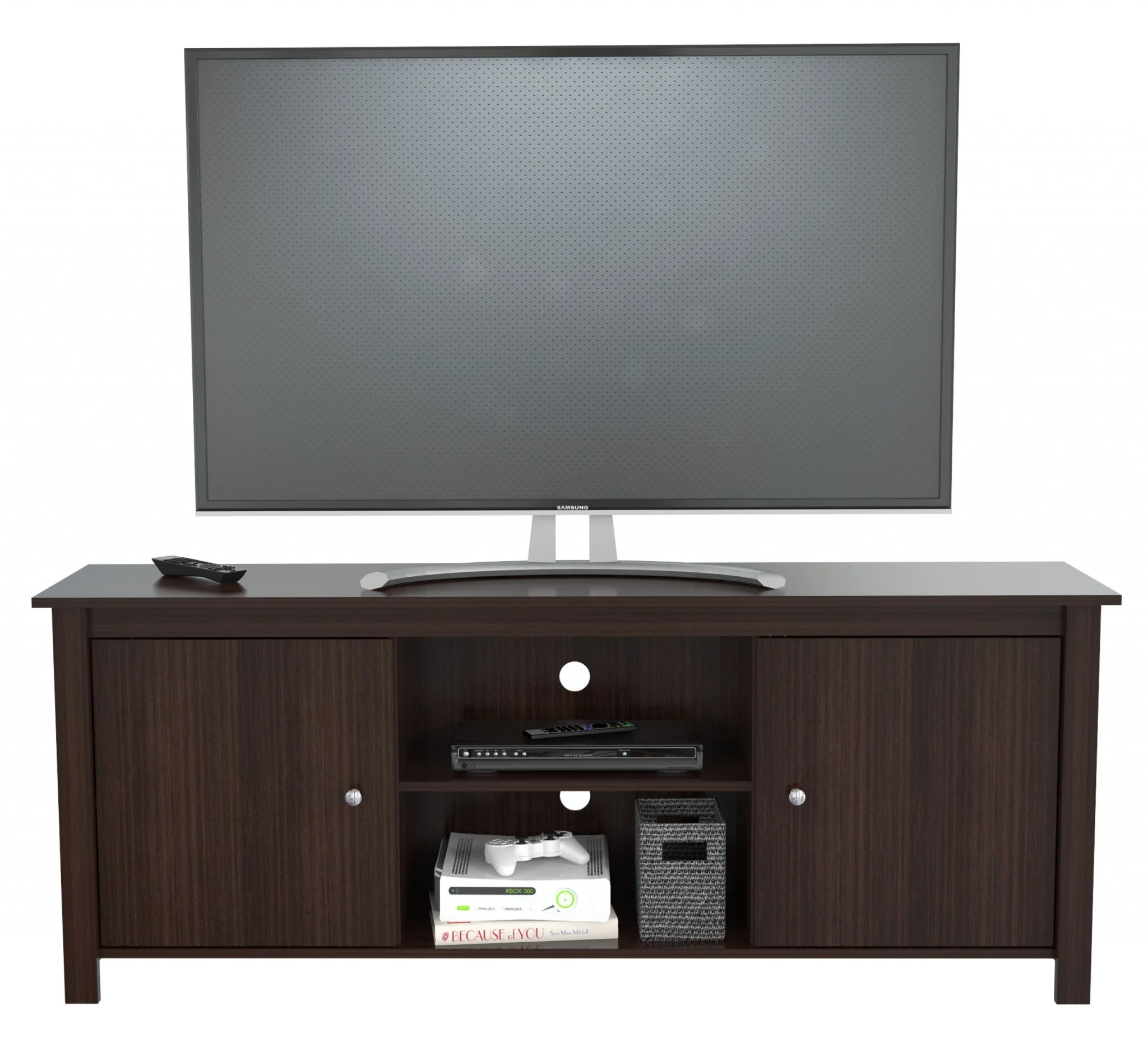 Espresso Finish Wood Media Center and TV Stand By Homeroots - Image 3