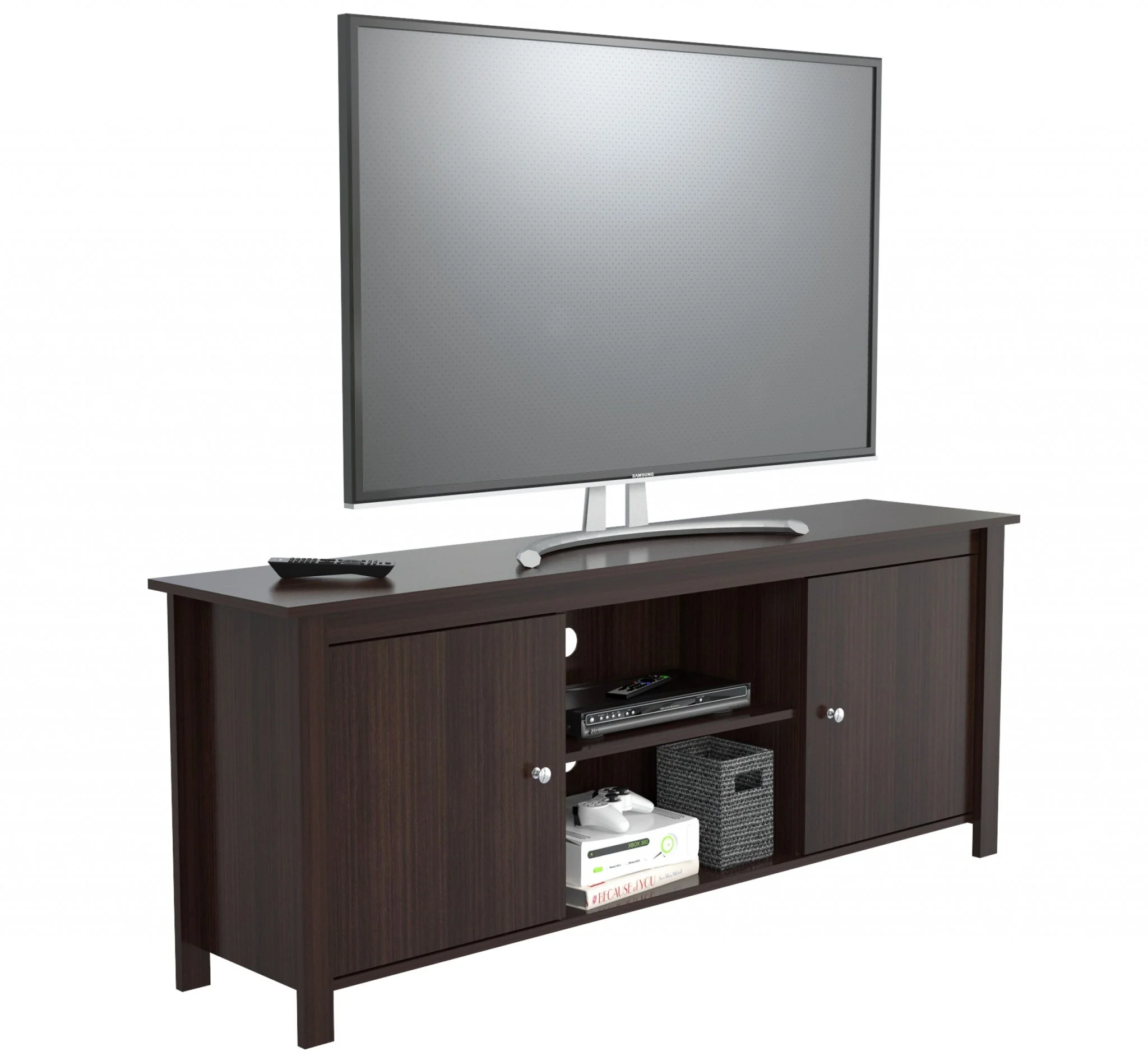 Espresso Finish Wood Media Center and TV Stand By Homeroots - Image 4