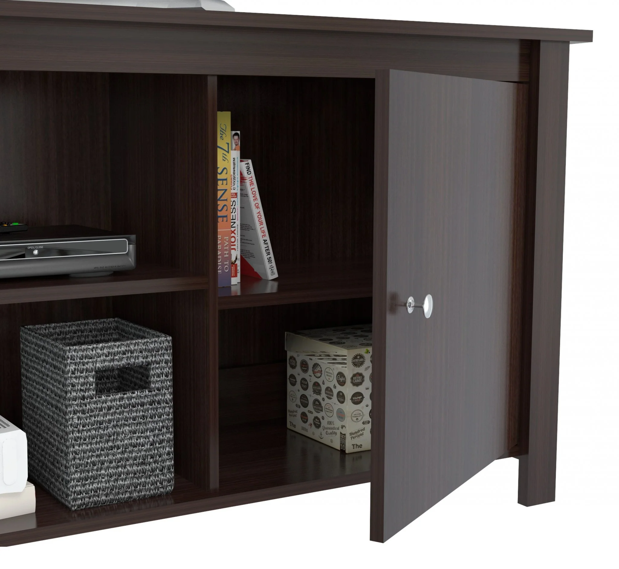 Espresso Finish Wood Media Center and TV Stand By Homeroots - Image 5